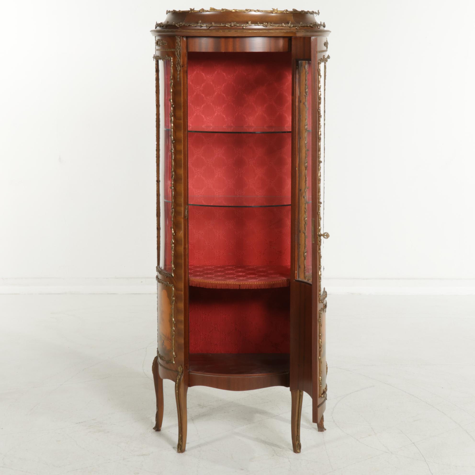 Hartman Louis XV Style Gilt Metal-Mounted and Polychrome-Decorated Vitrine