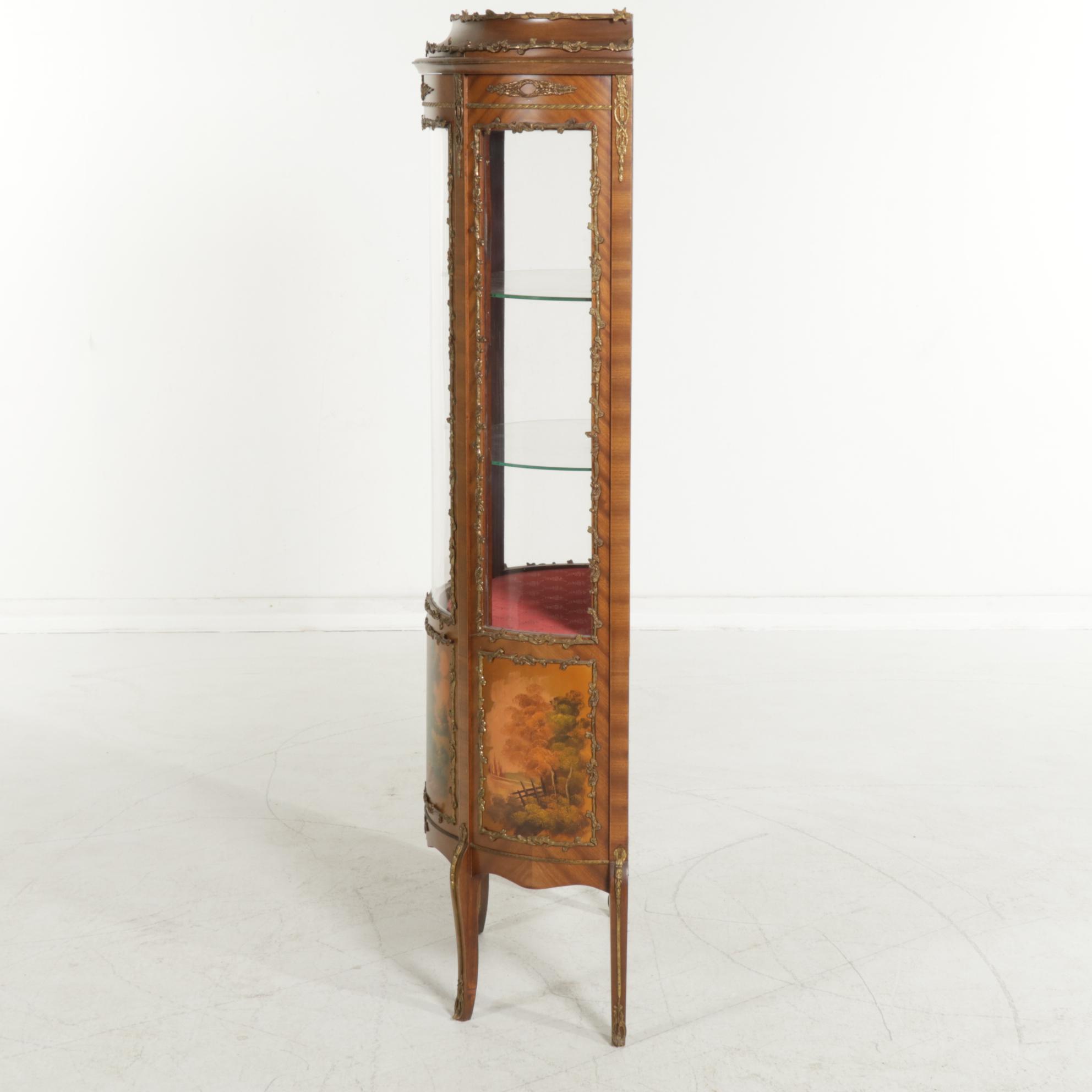 Hartman Louis XV Style Gilt Metal-Mounted and Polychrome-Decorated Vitrine