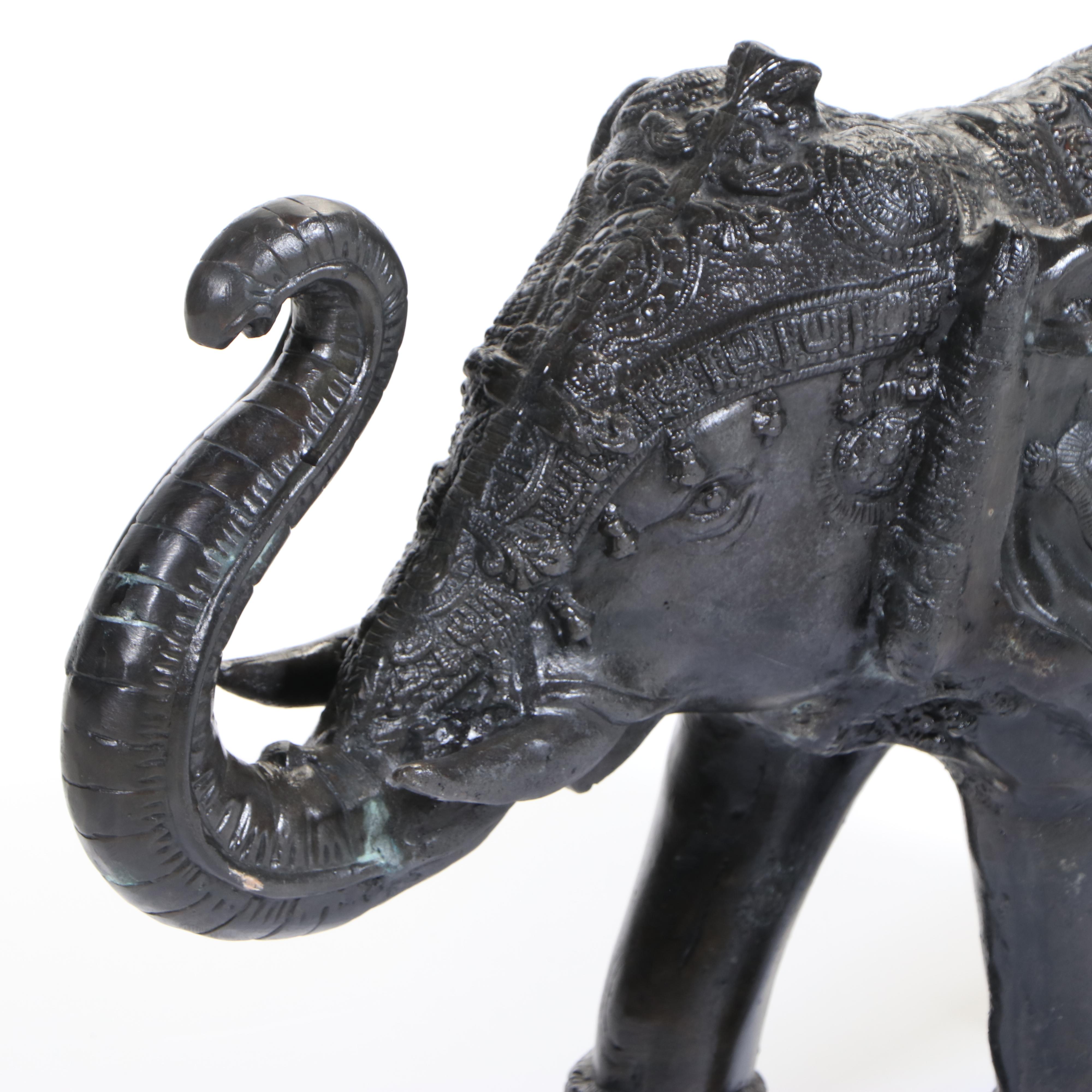 Cast Metal Asian Elephant Figure