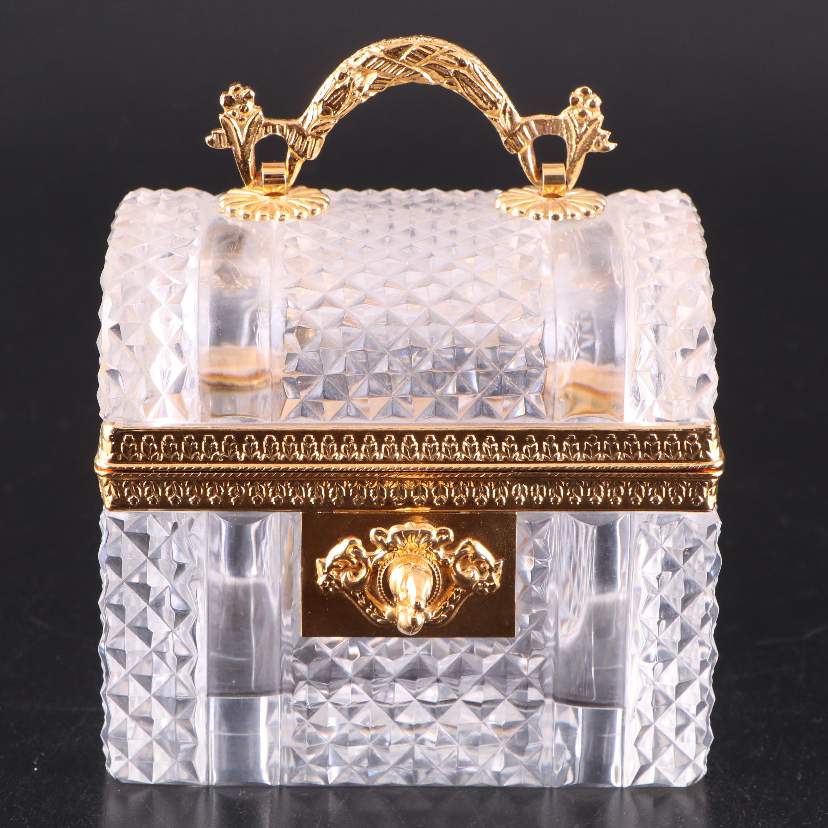 Brass Mounted Crystal Keepsake Box