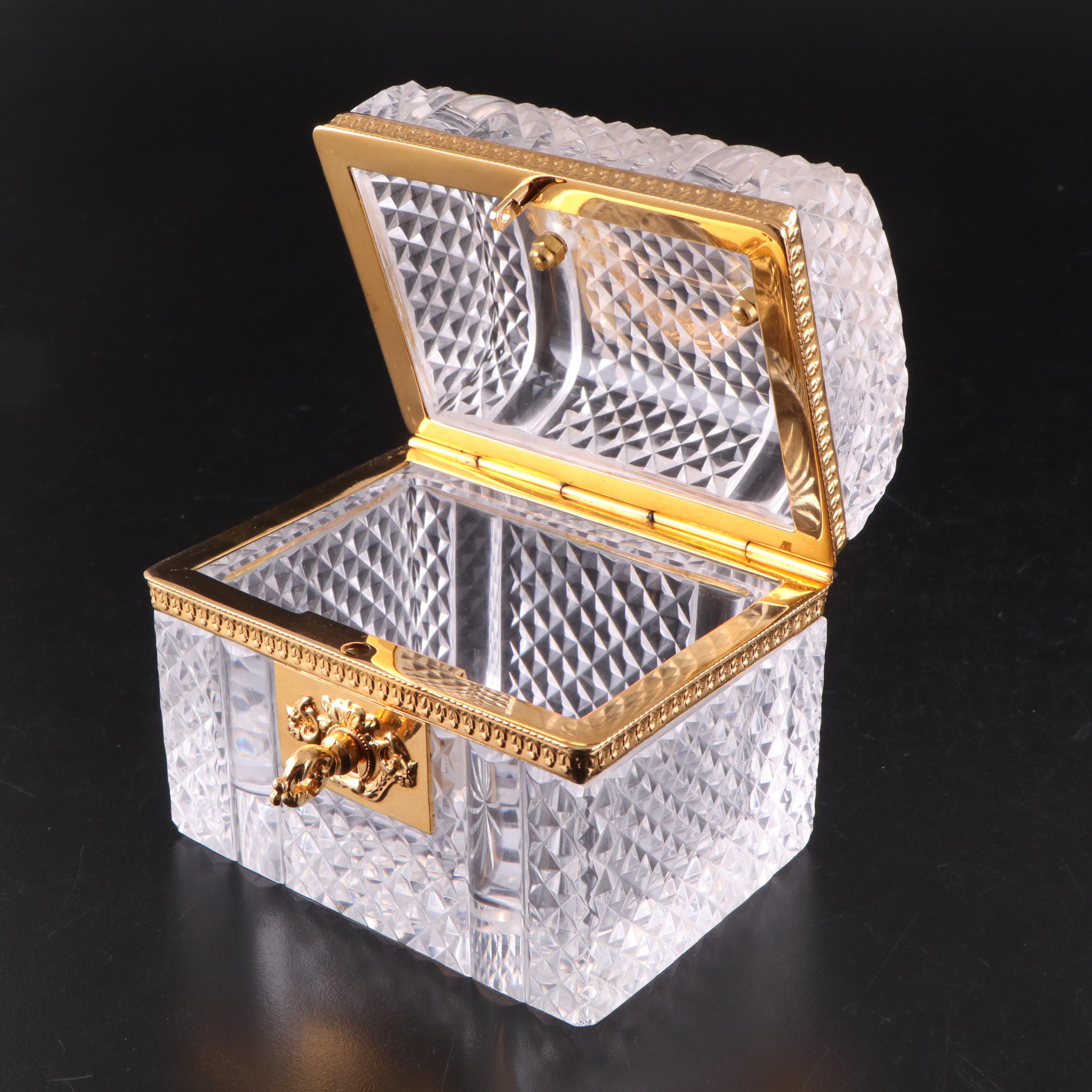 Brass Mounted Crystal Keepsake Box