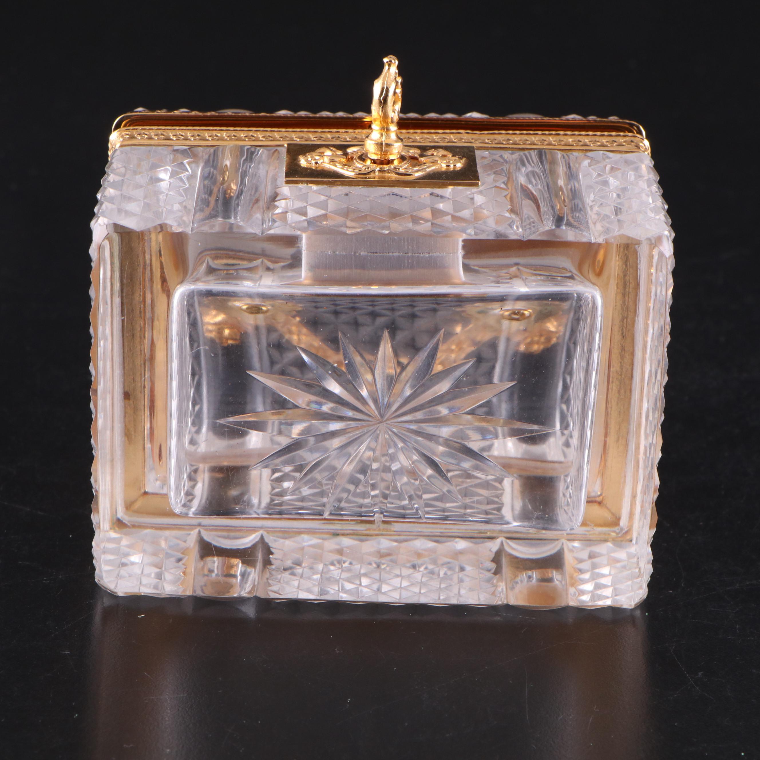Brass Mounted Crystal Keepsake Box