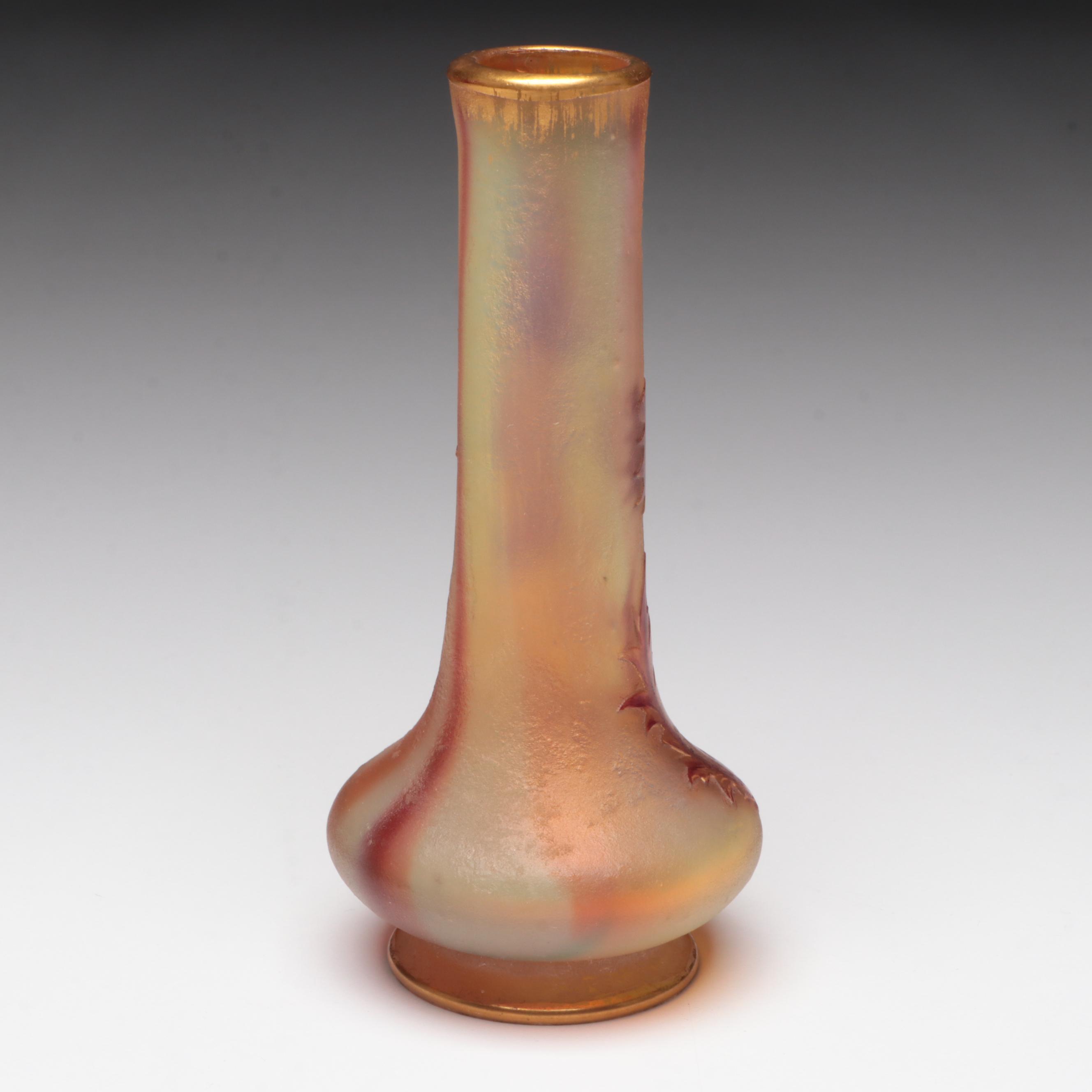 Daum Nancy Enameled Glass Thistle Vase, Late 19th Century