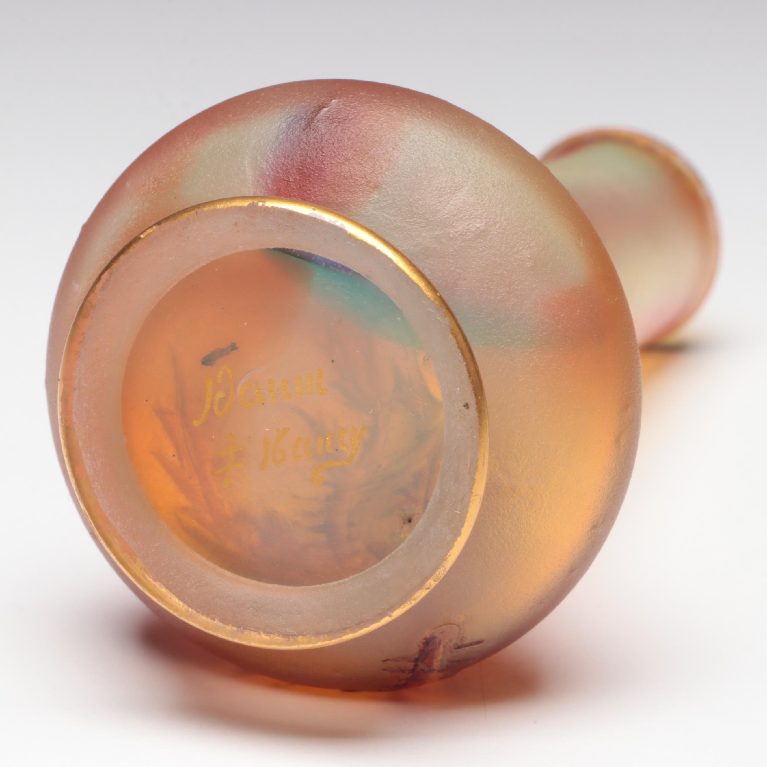 Daum Nancy Enameled Glass Thistle Vase, Late 19th Century