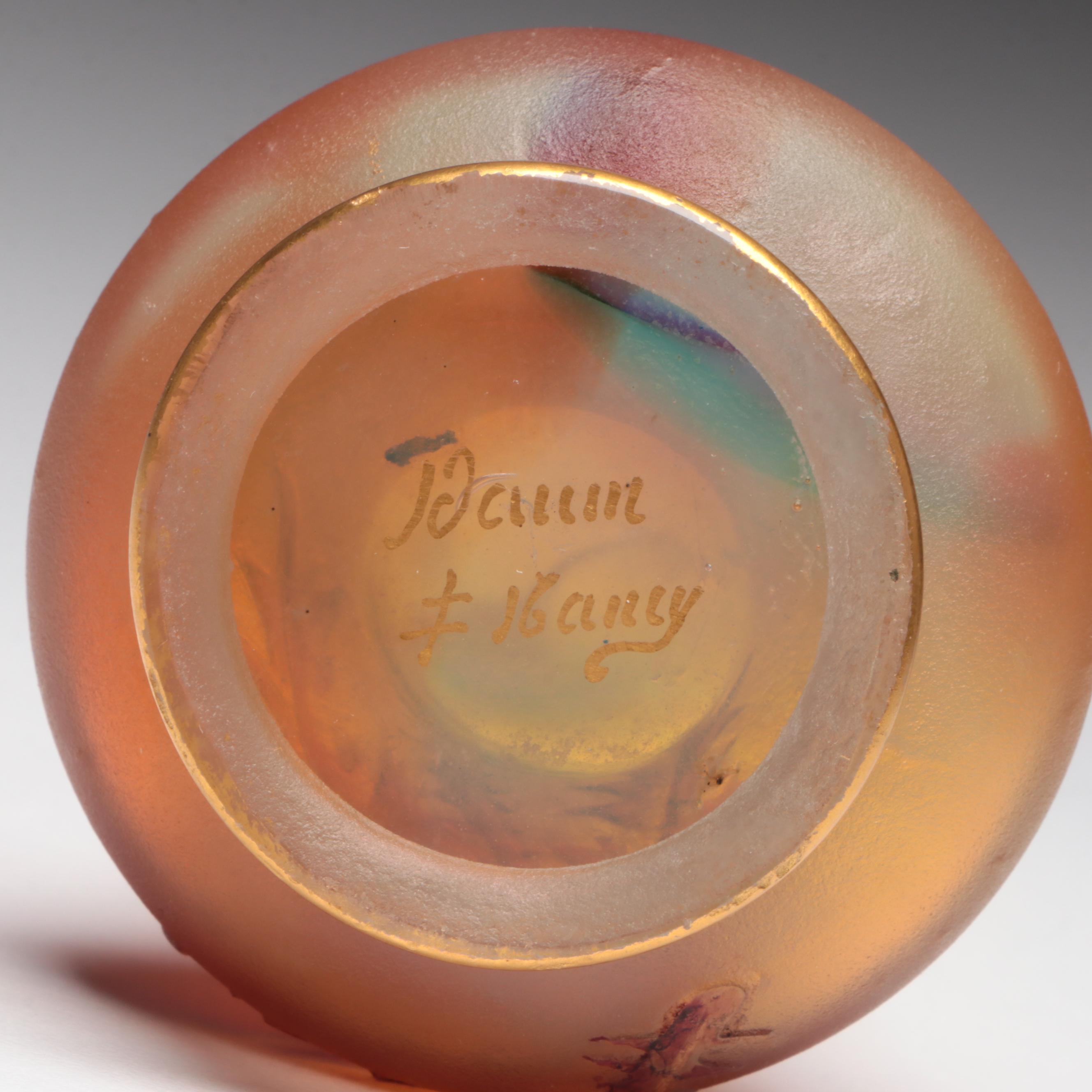 Daum Nancy Enameled Glass Thistle Vase, Late 19th Century