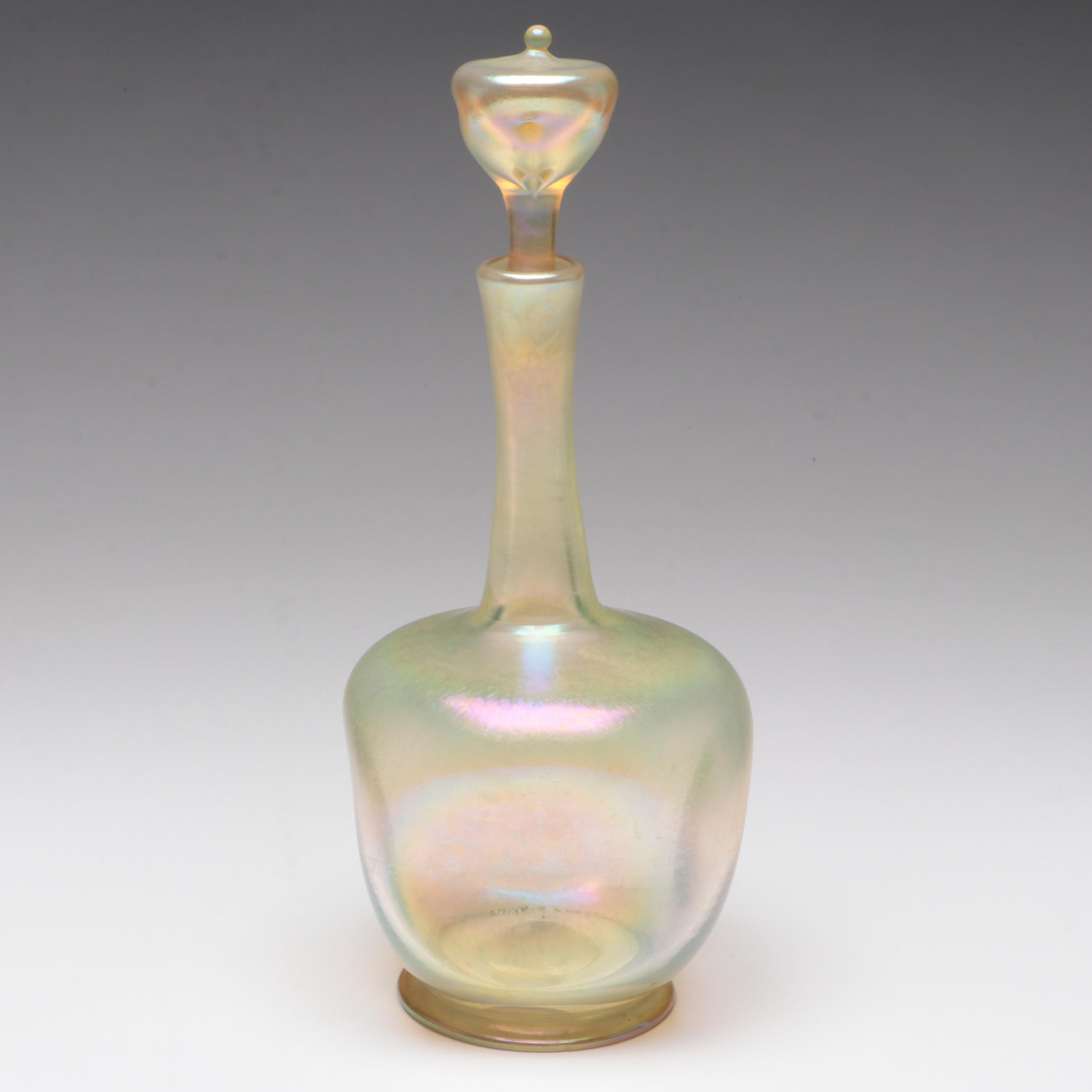 Louis Comfort Tiffany Favrile Art Glass Dimpled Decanter, Early 20th Century