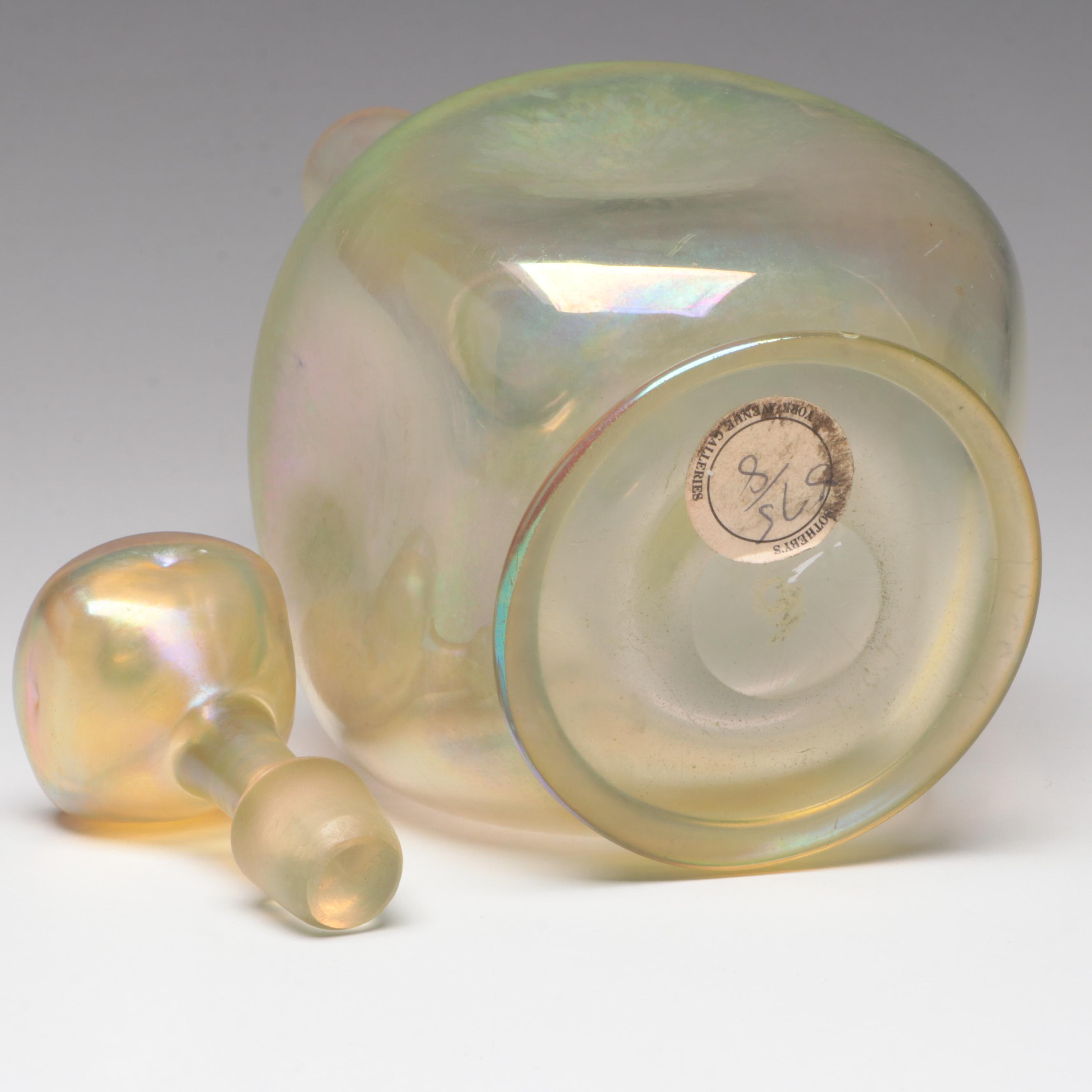 Louis Comfort Tiffany Favrile Art Glass Dimpled Decanter, Early 20th Century