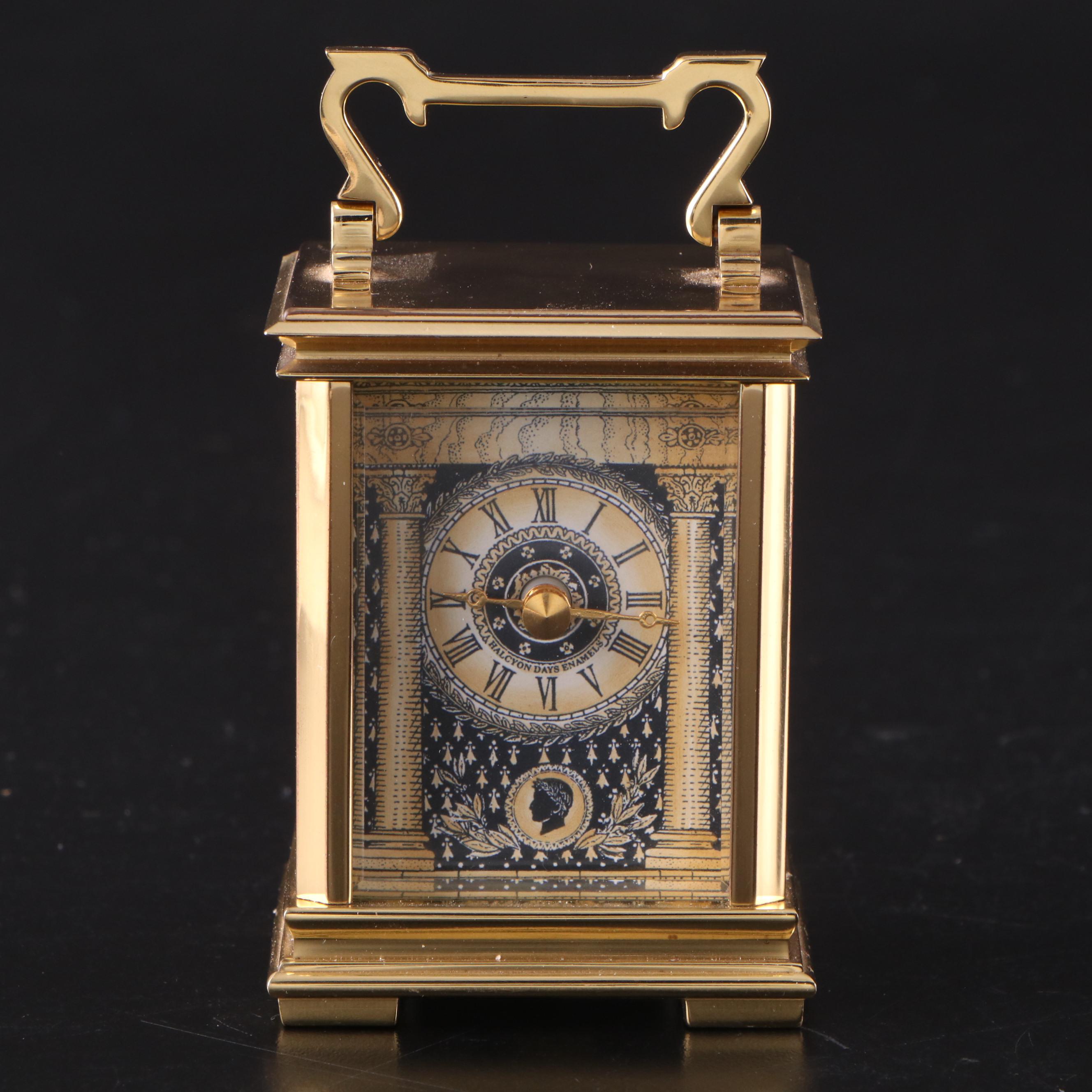 Halcyon Days Enamel Limited Edition Collectors Circle Brass Carriage Clock