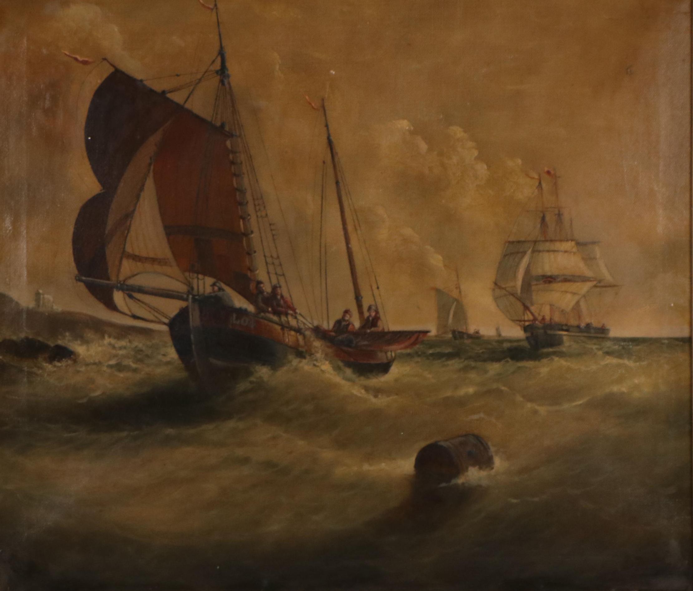 Narrative Oil Painting of Maritime Seascape, Circa 19th Century