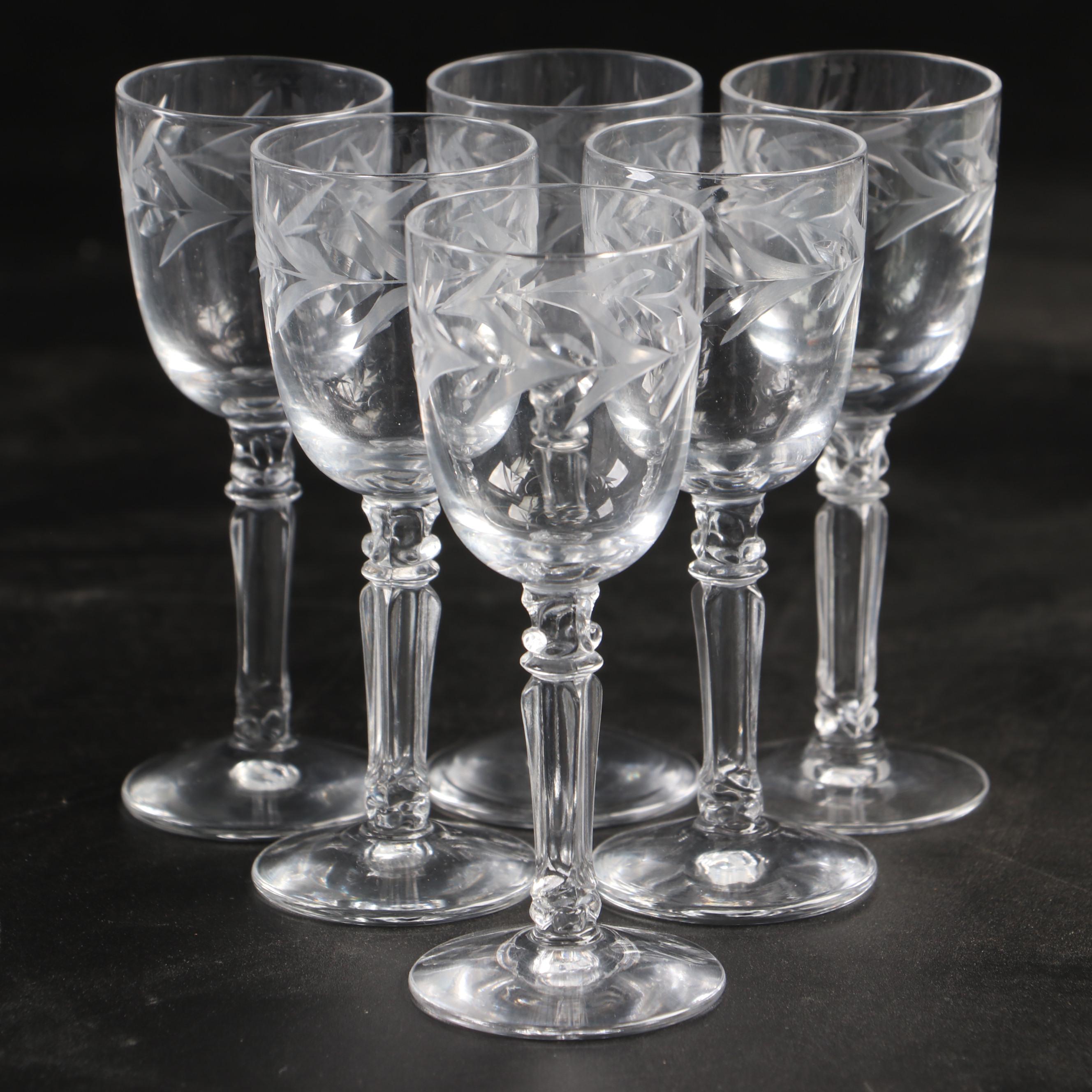 Etched Glass Liquor Cocktail Glasses, Cordials and More Stemware EBTH