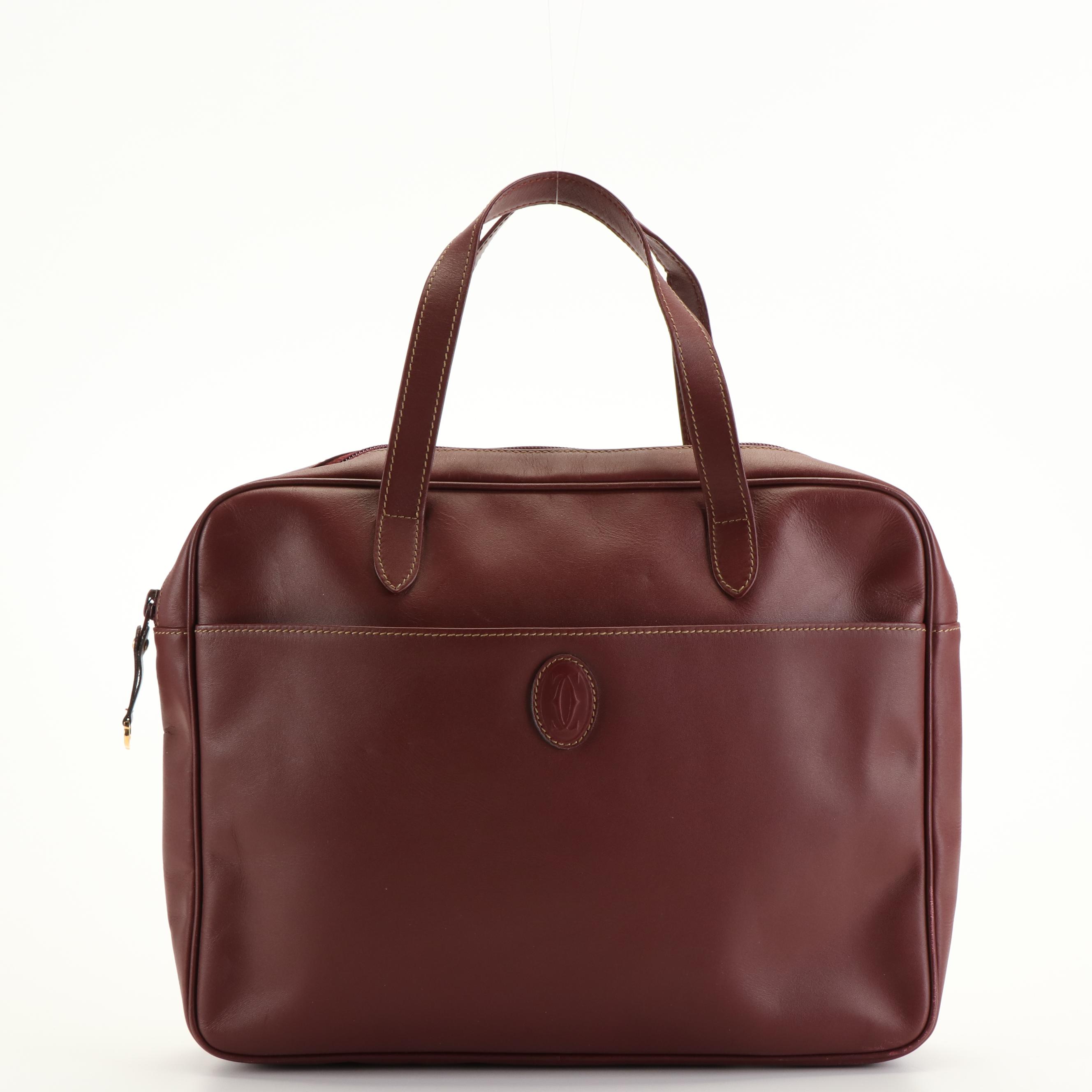 Cartier Burgundy Leather Handbag