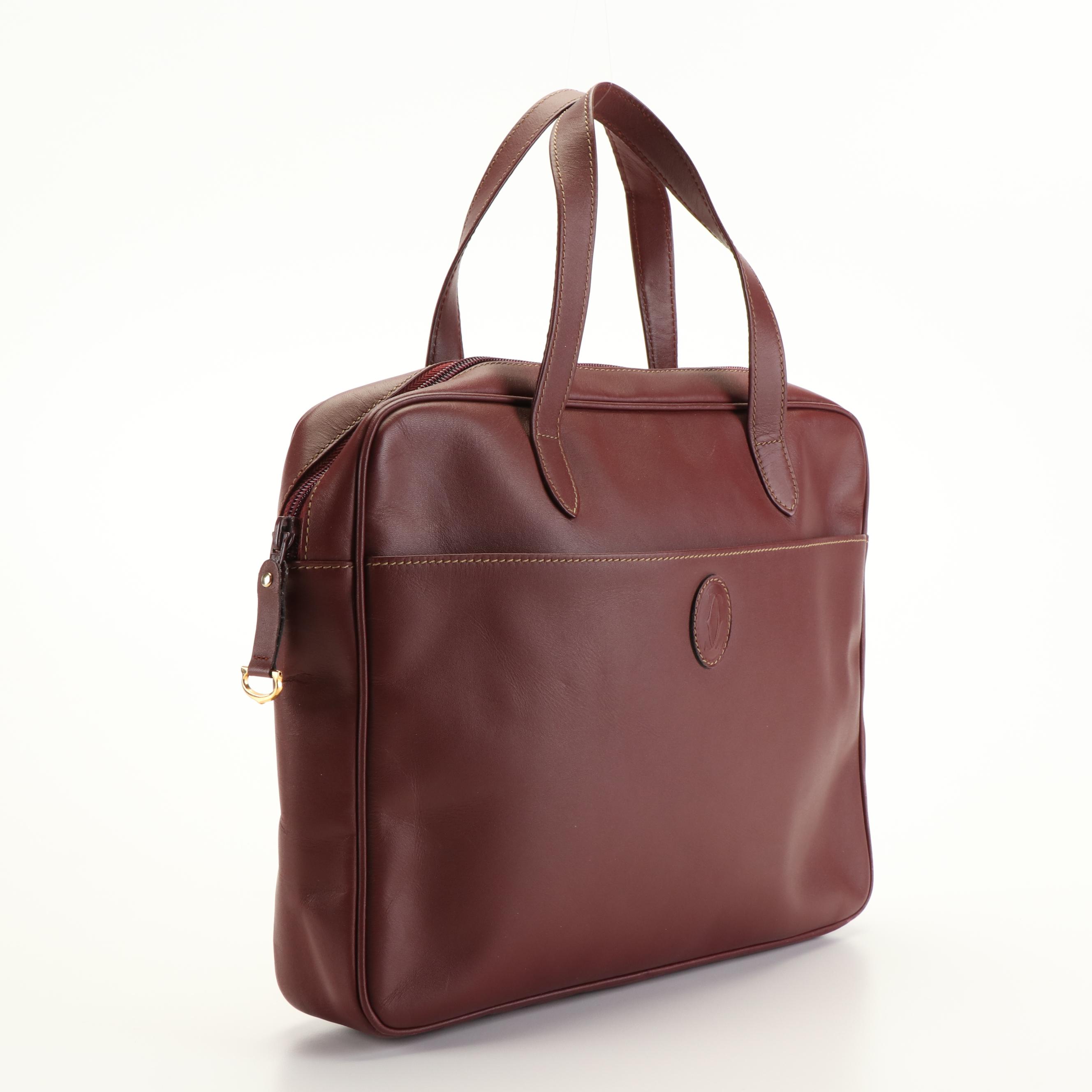 Cartier Burgundy Leather Handbag