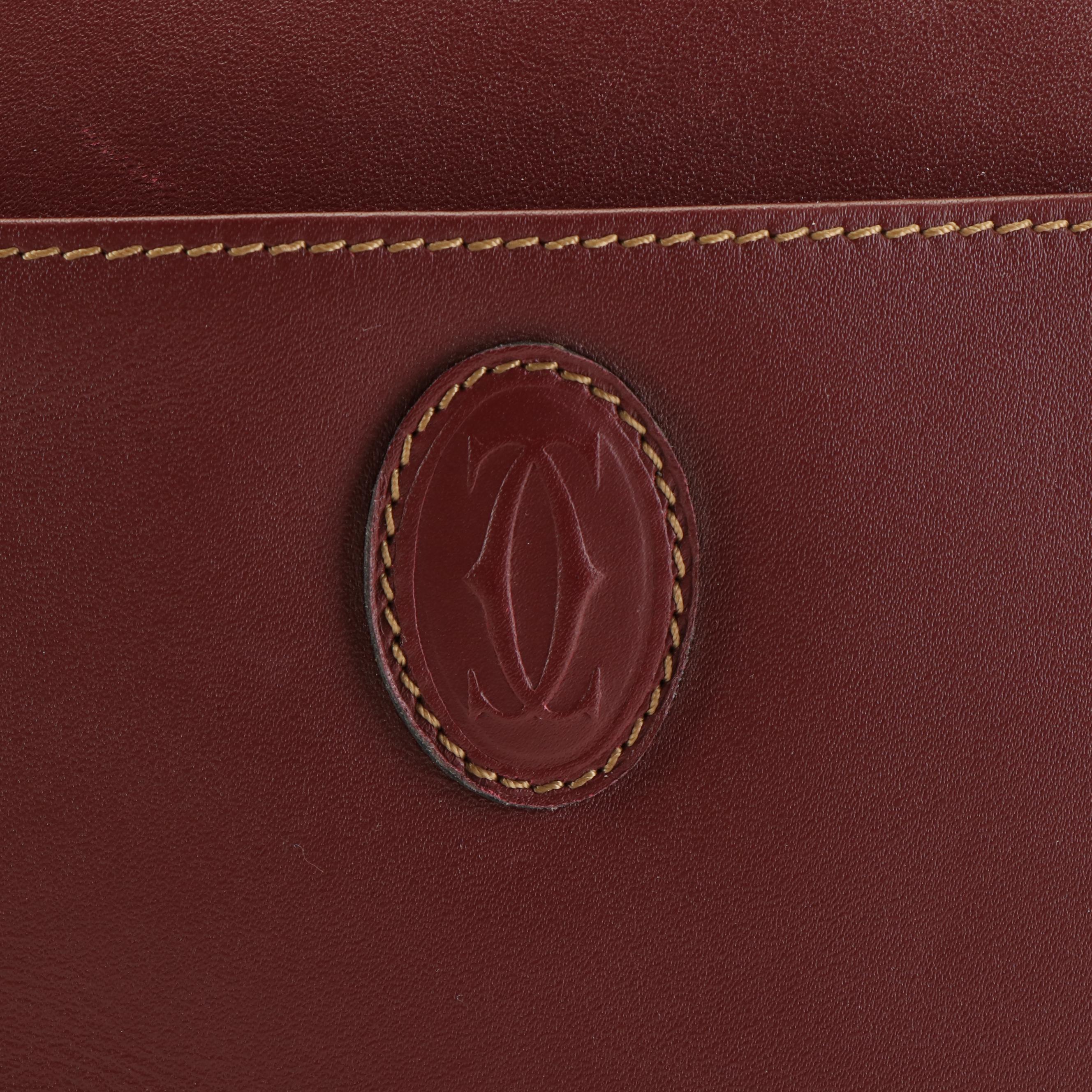 Cartier Burgundy Leather Handbag
