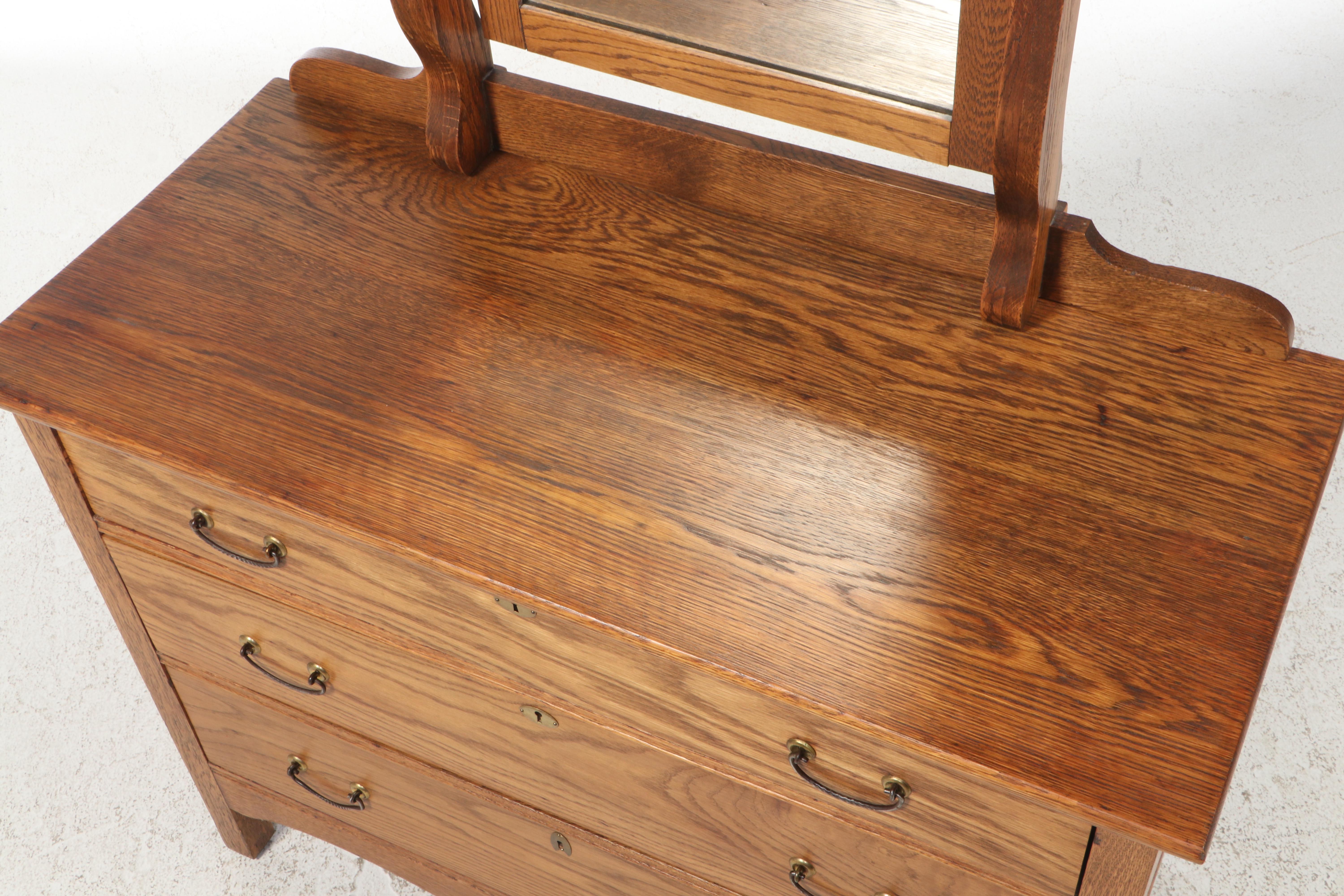 Late Victorian Oak Dresser with Mirror, Early 20th Century