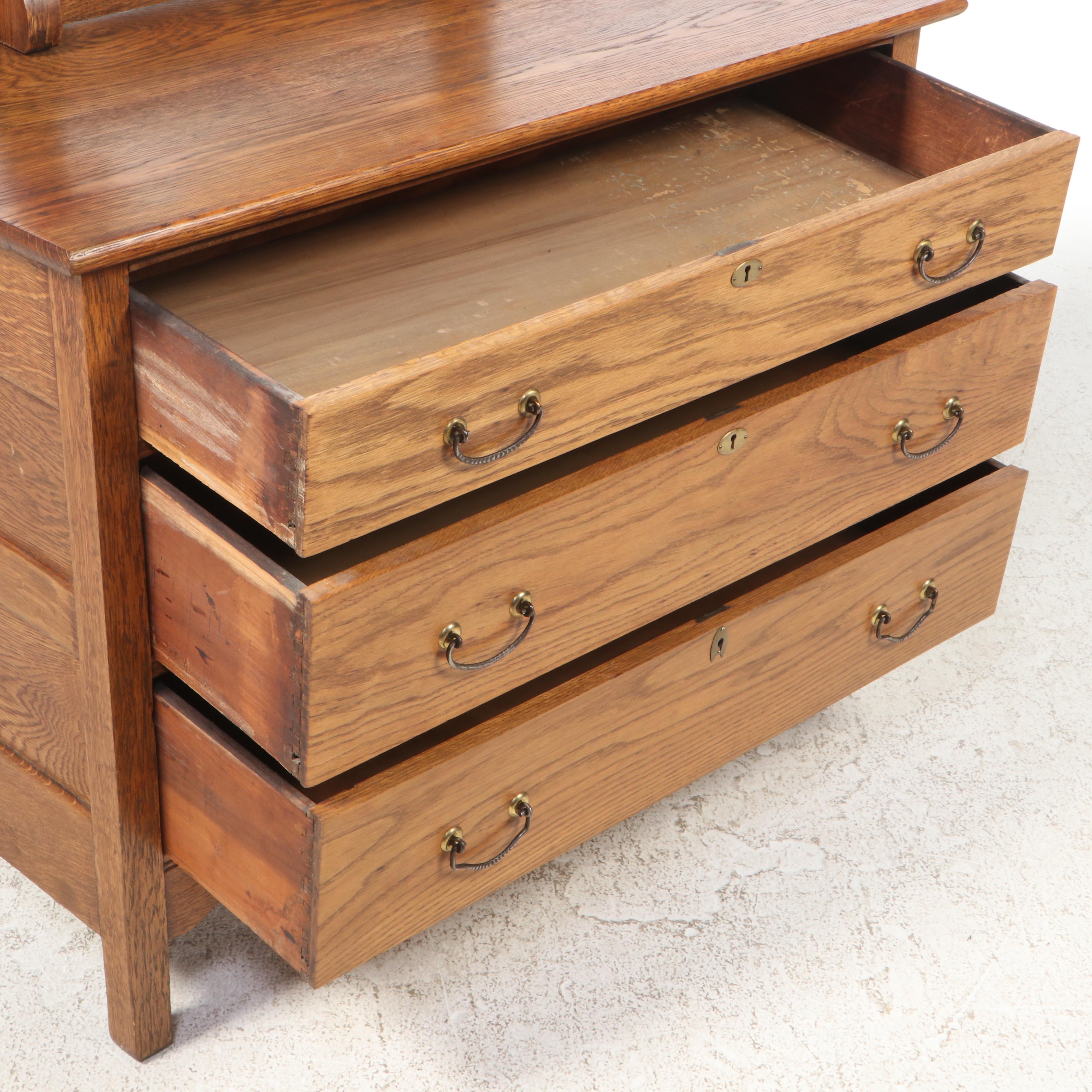 Late Victorian Oak Dresser with Mirror, Early 20th Century
