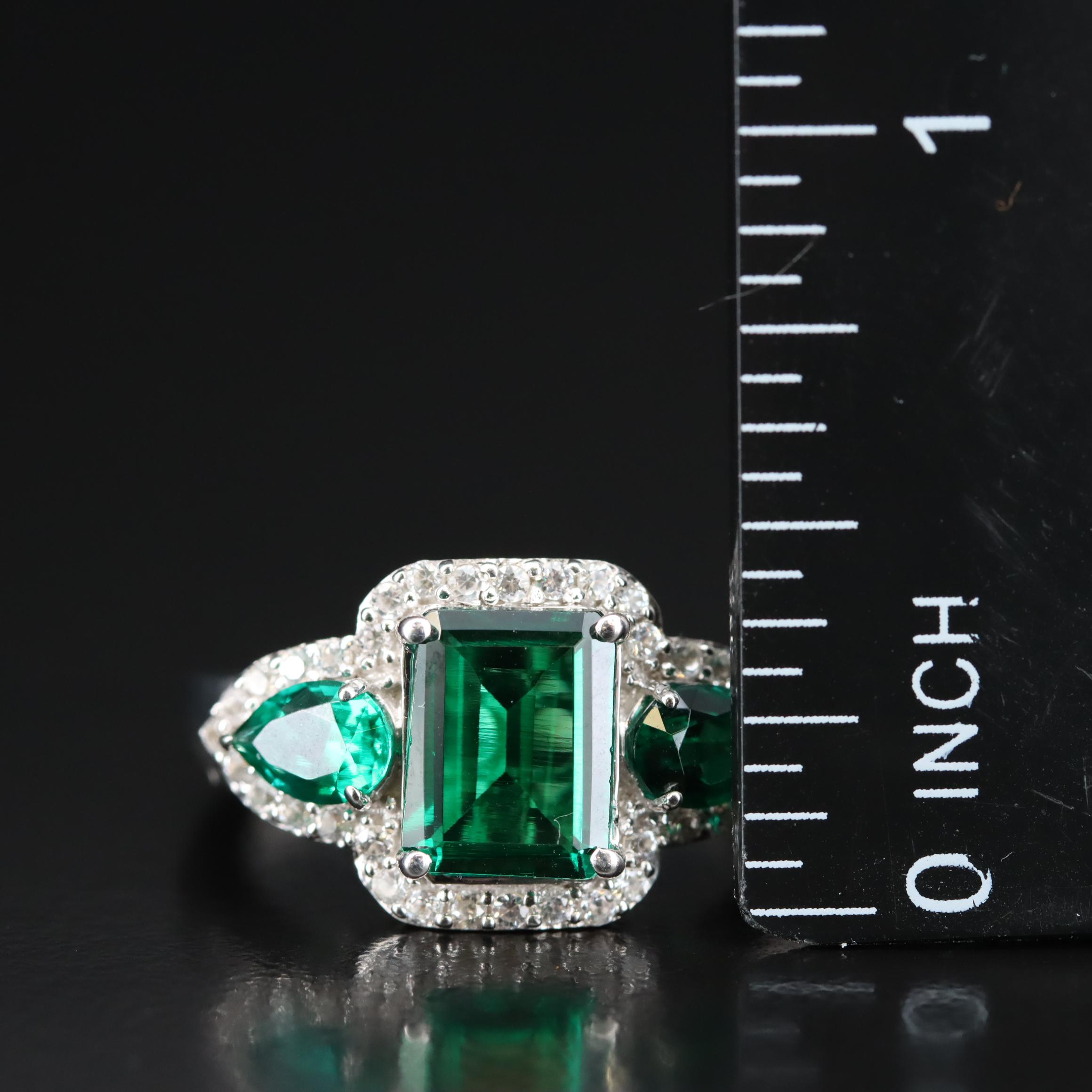 Sterling Emerald and Sapphire Ring