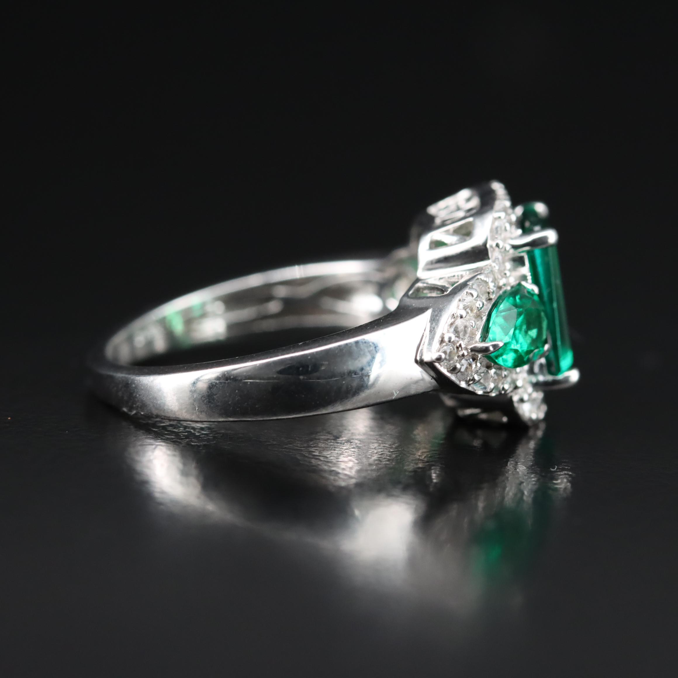 Sterling Emerald and Sapphire Ring
