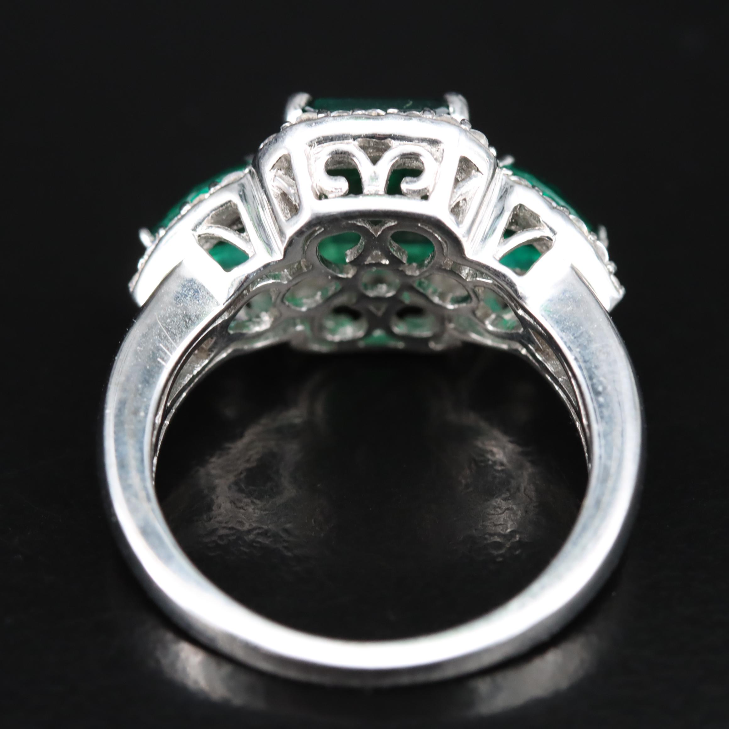 Sterling Emerald and Sapphire Ring