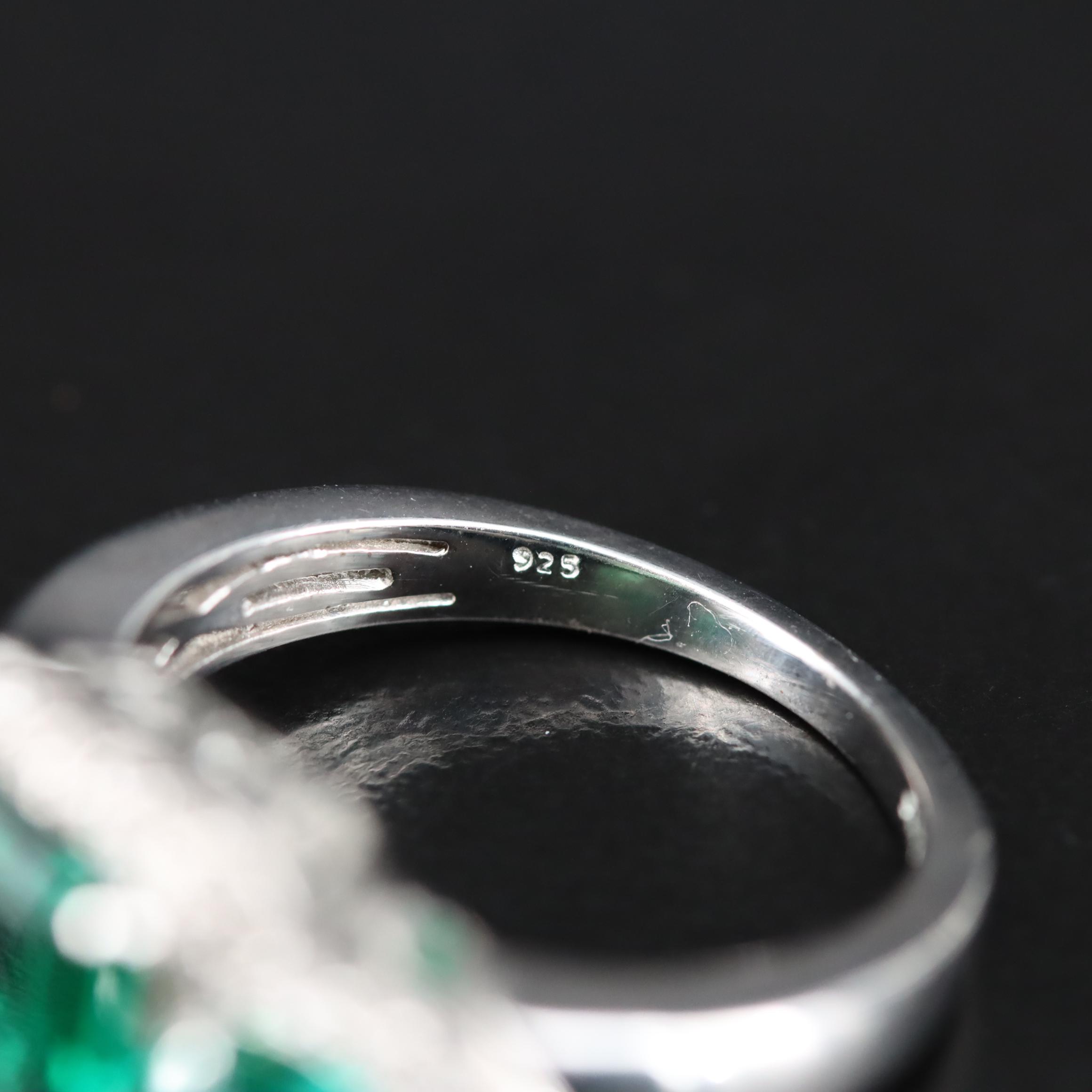 Sterling Emerald and Sapphire Ring