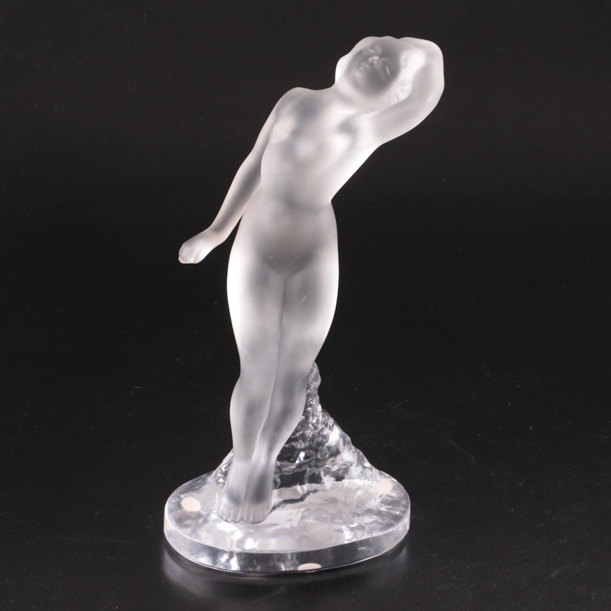 Lalique "Danseuse Bras Leves" Frosted and Clear Crystal Figurine
