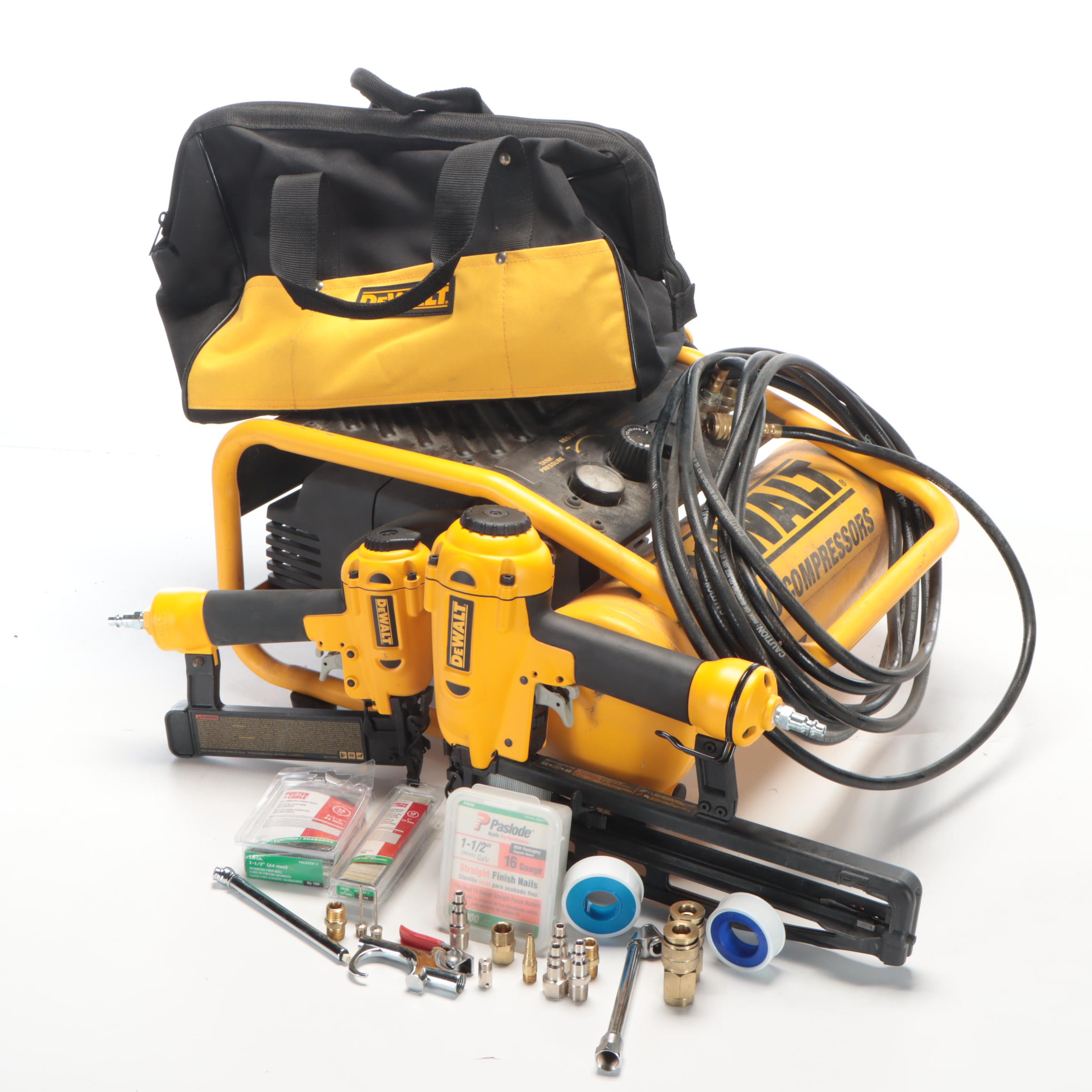 DeWalt Emglo Compressor with Brad Nailers and More