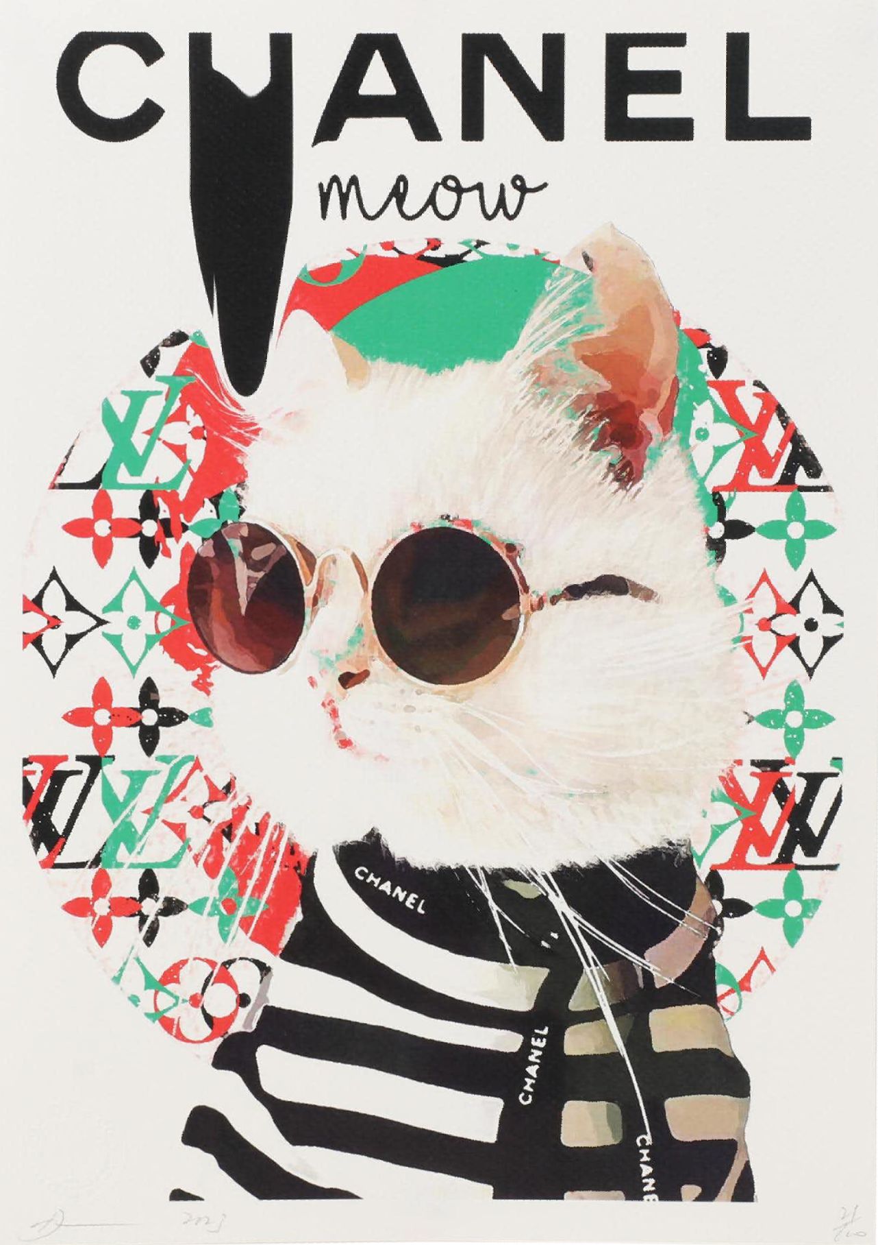 Death NYC Pop Art Graphic Print of Cat x Chanel, 2023