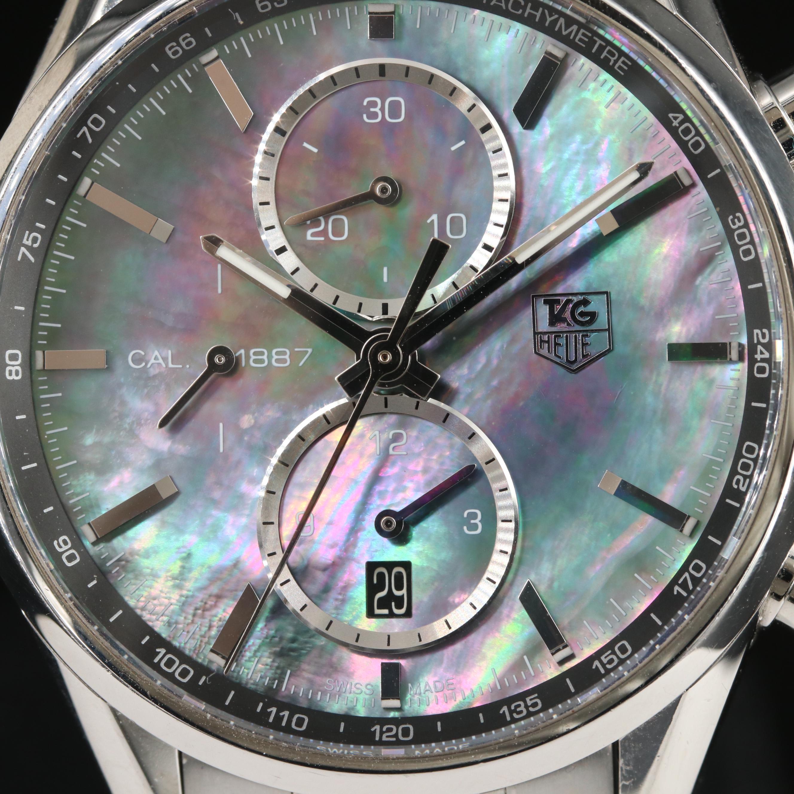 TAG Heuer Carrera Calibre 1887 Chronograph Watch with Mother of Pearl Dial