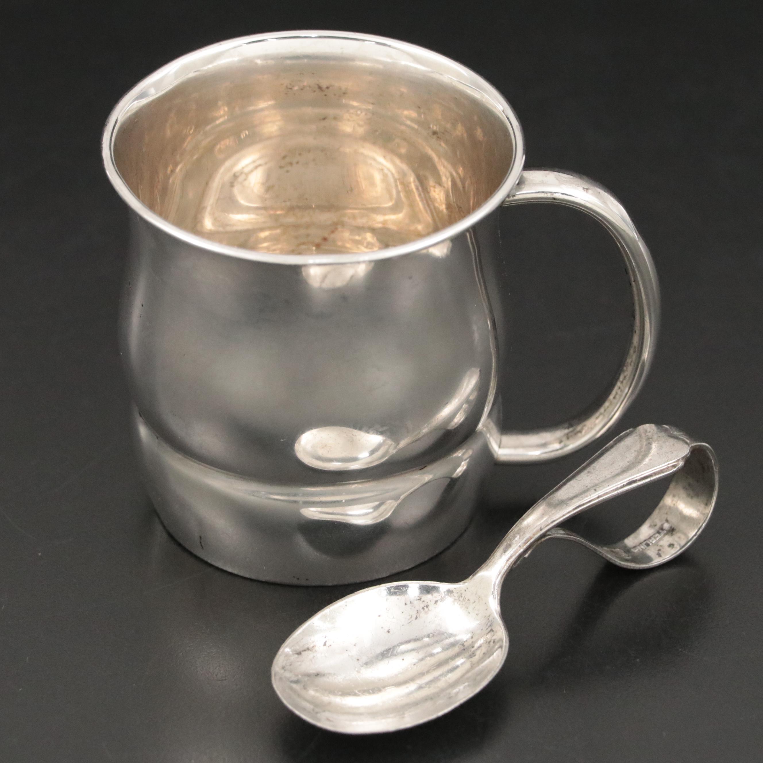 Towle Sterling Silver Baby Cup with Saart Brothers Sterling Baby Spoon