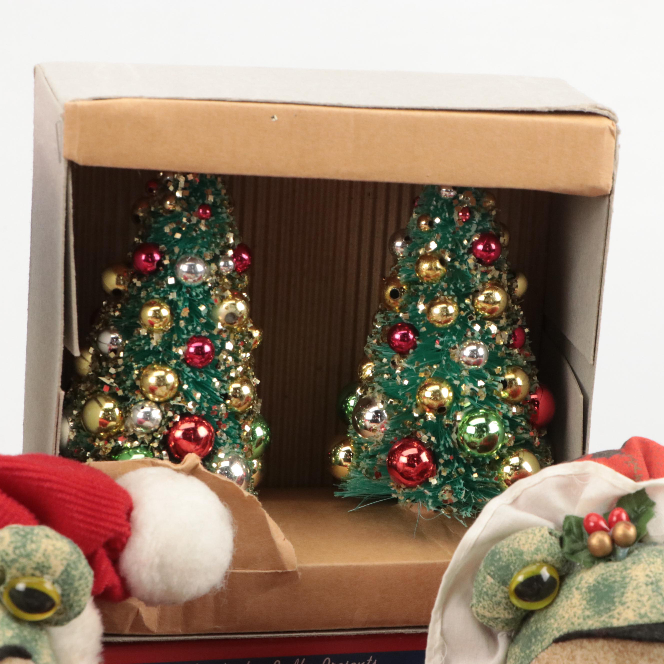 Shiny Brite Bottlebrush Trees with Other Christmas Décor