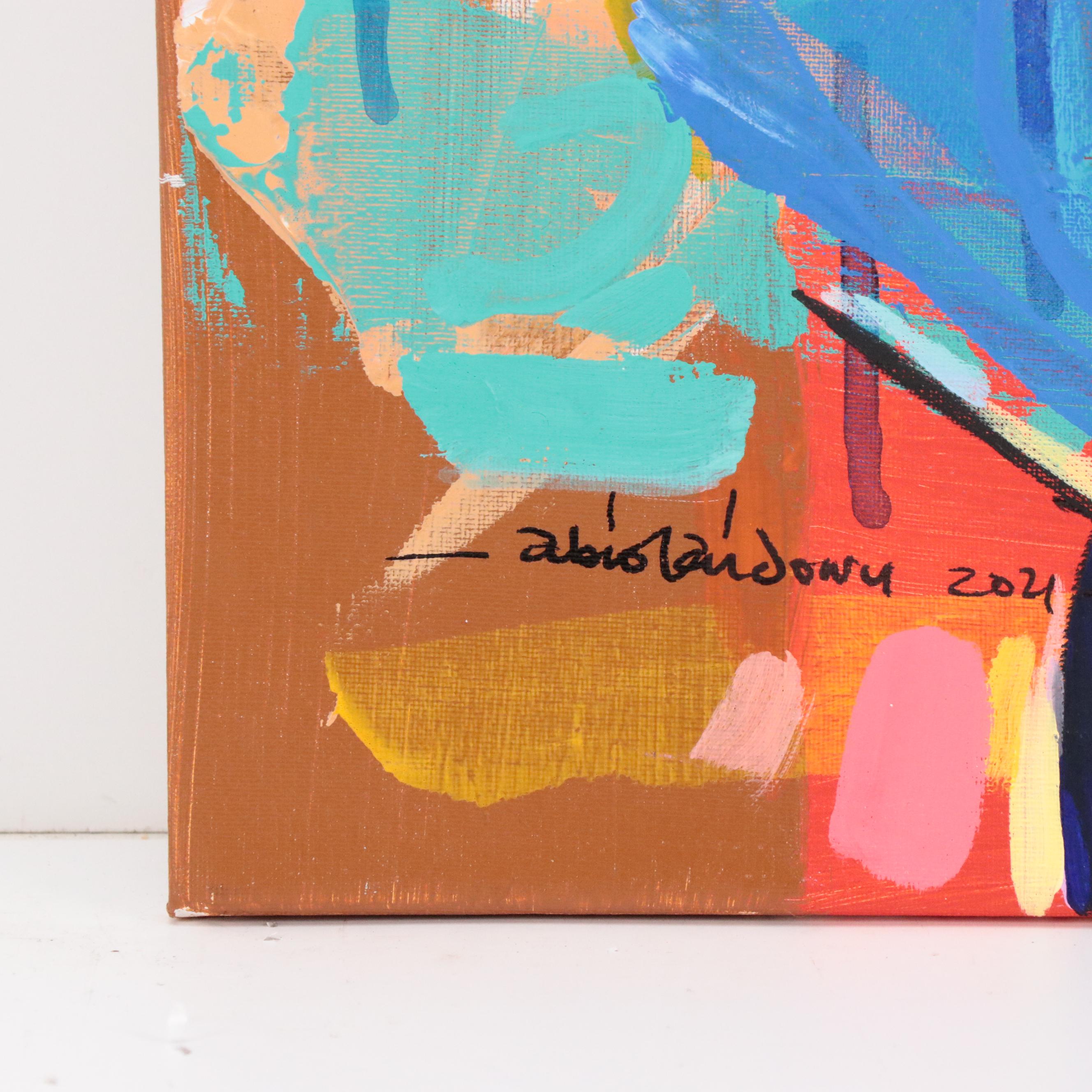 Abiola Idowu Stylized Portrait Mixed Media Painting "Symbol of Humility," 2021