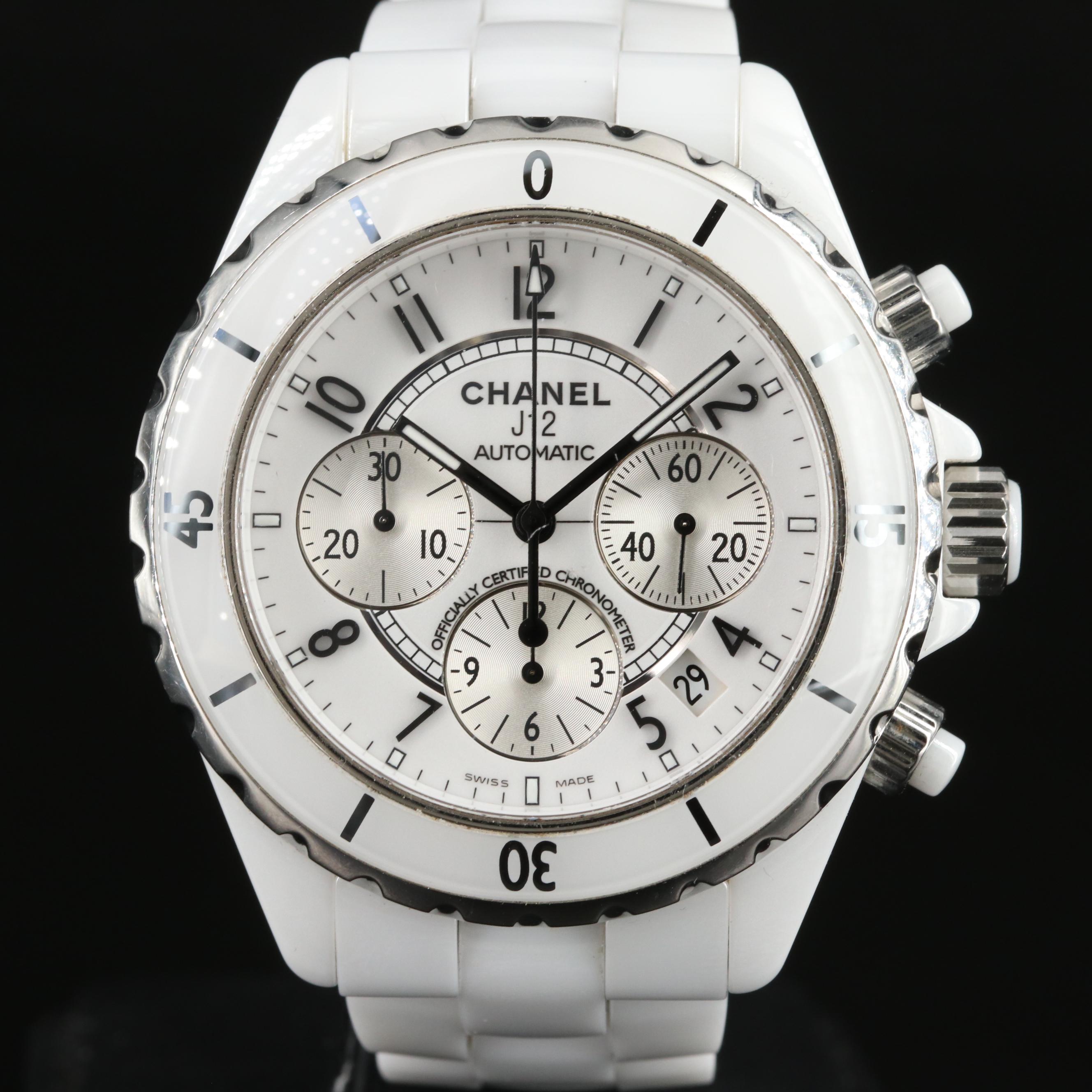 Chanel J12 Chronograph White Ceramic 41MM Automatic Watch