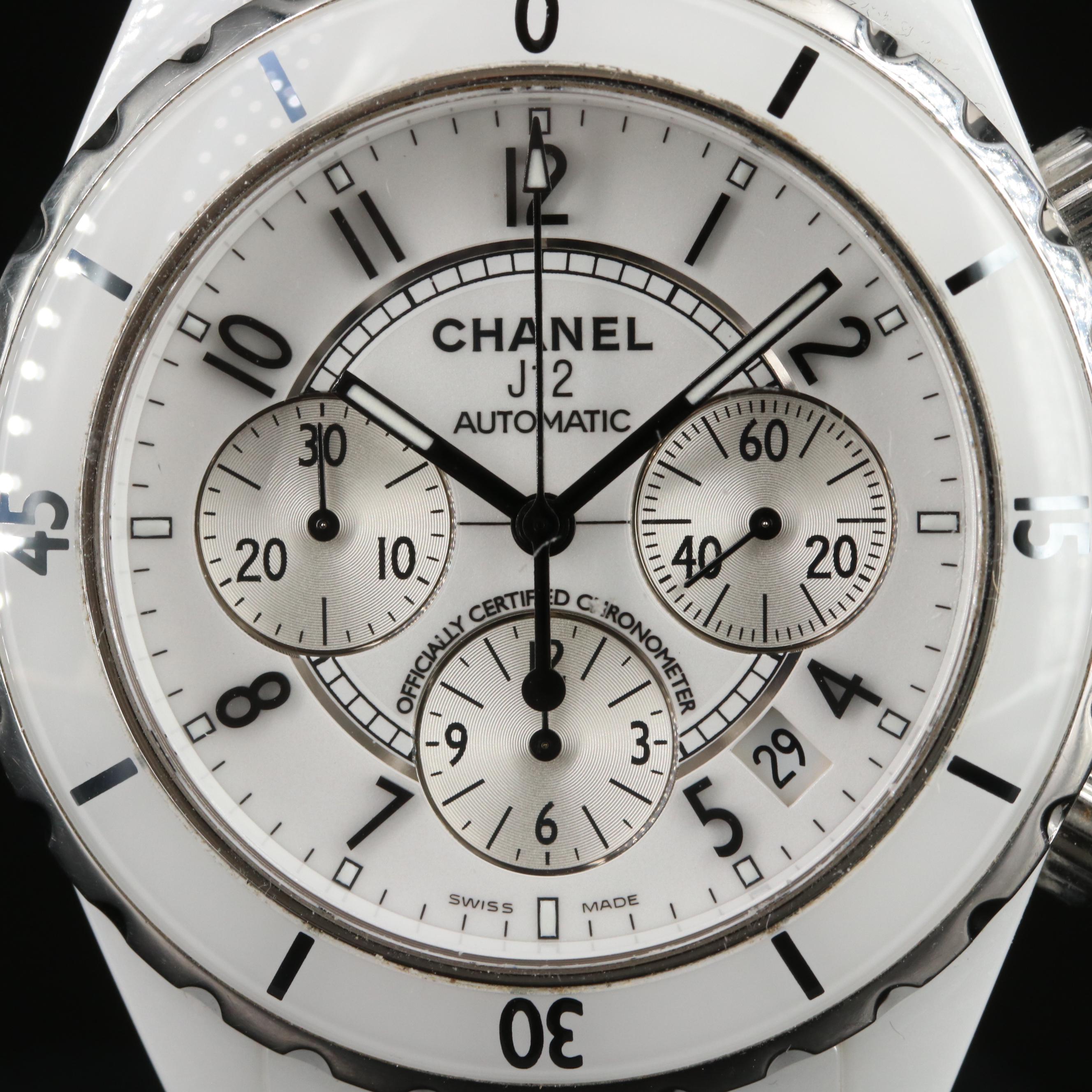 Chanel J12 Chronograph White Ceramic 41MM Automatic Watch