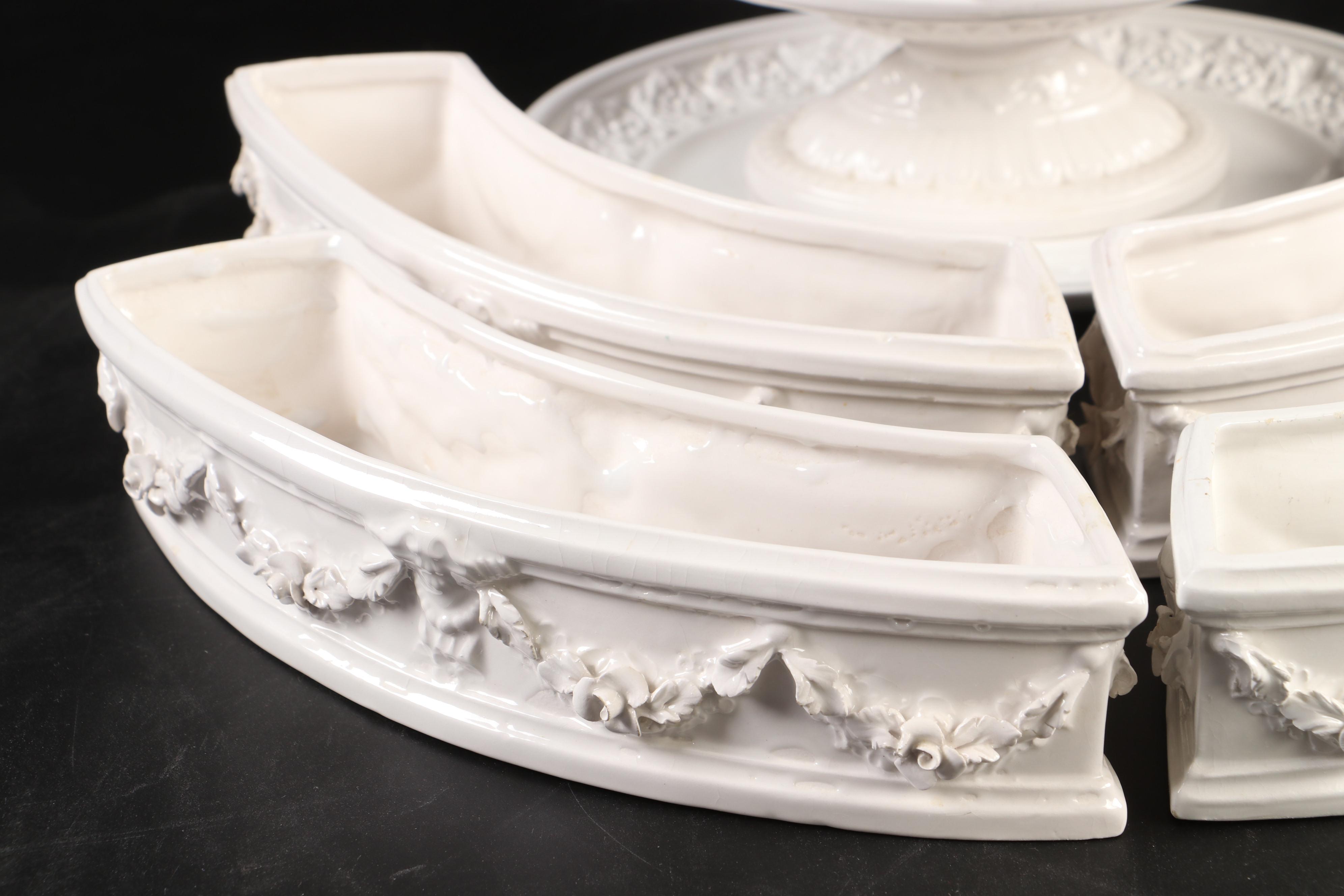 Italian Mottahedeh "Florentine" Ceramic Tureen, Planters, and Figurines