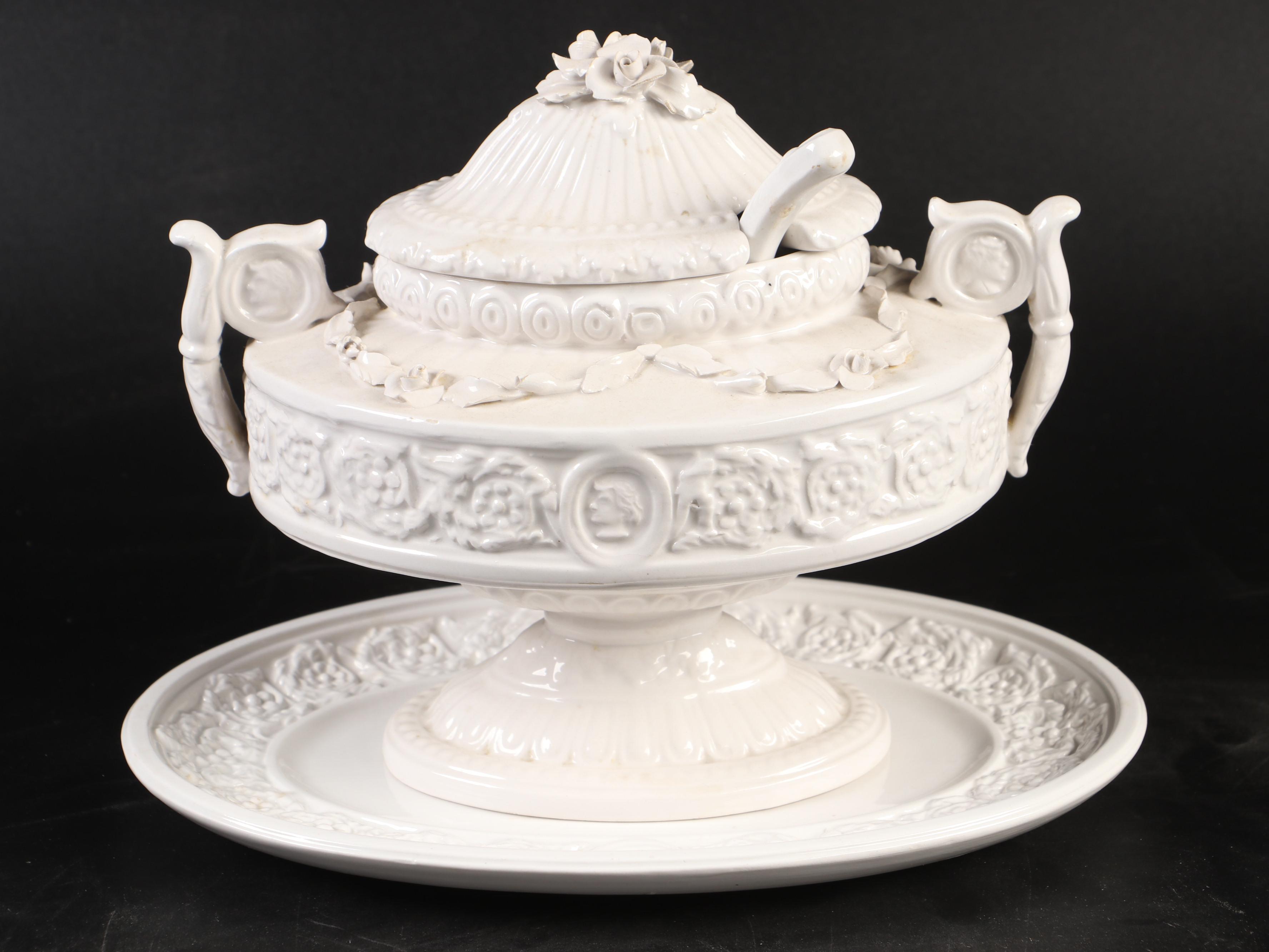 Italian Mottahedeh "Florentine" Ceramic Tureen, Planters, and Figurines