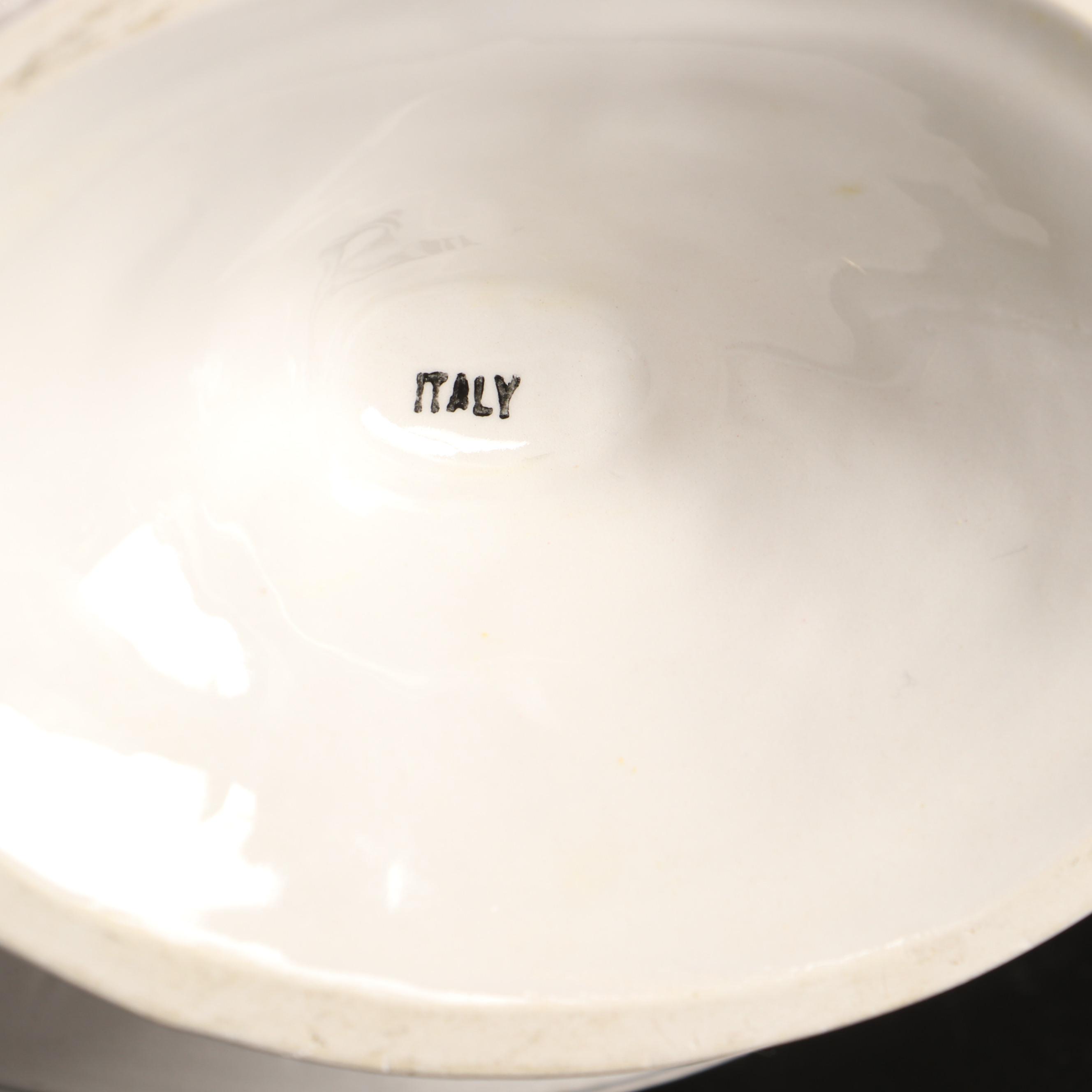 Italian Mottahedeh "Florentine" Ceramic Tureen, Planters, and Figurines