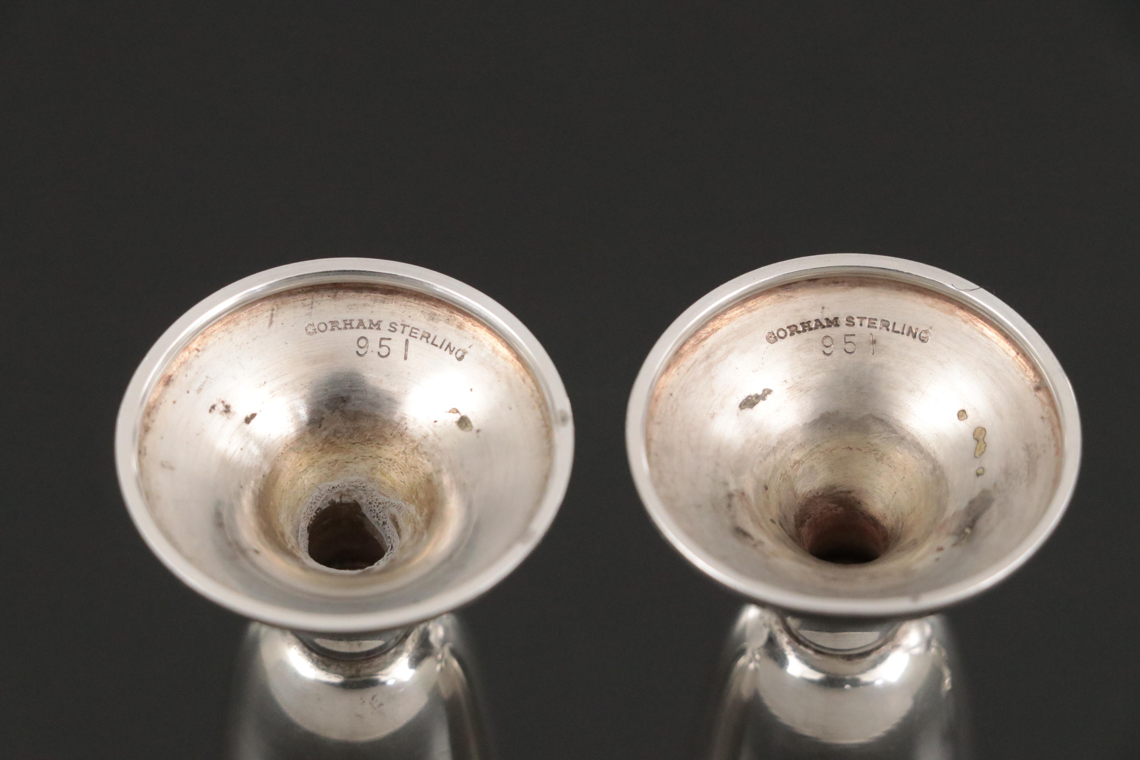 Gorham Sterling Silver Cordial Cups with Crown Silver Co. Sterling Compote