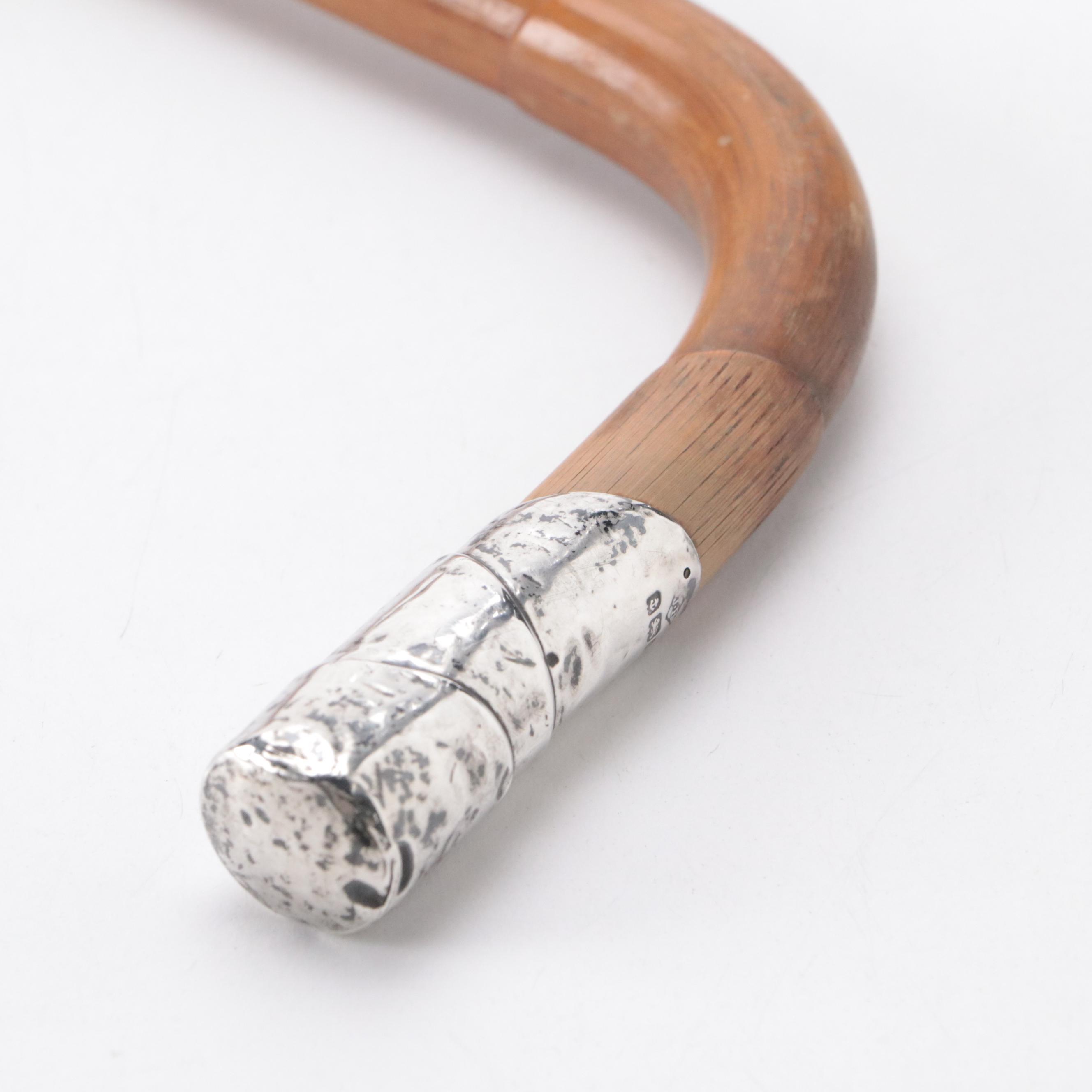 Aesthetic Sterling Handled Cane, Walking Stick with Hidden Fishing Rod, More