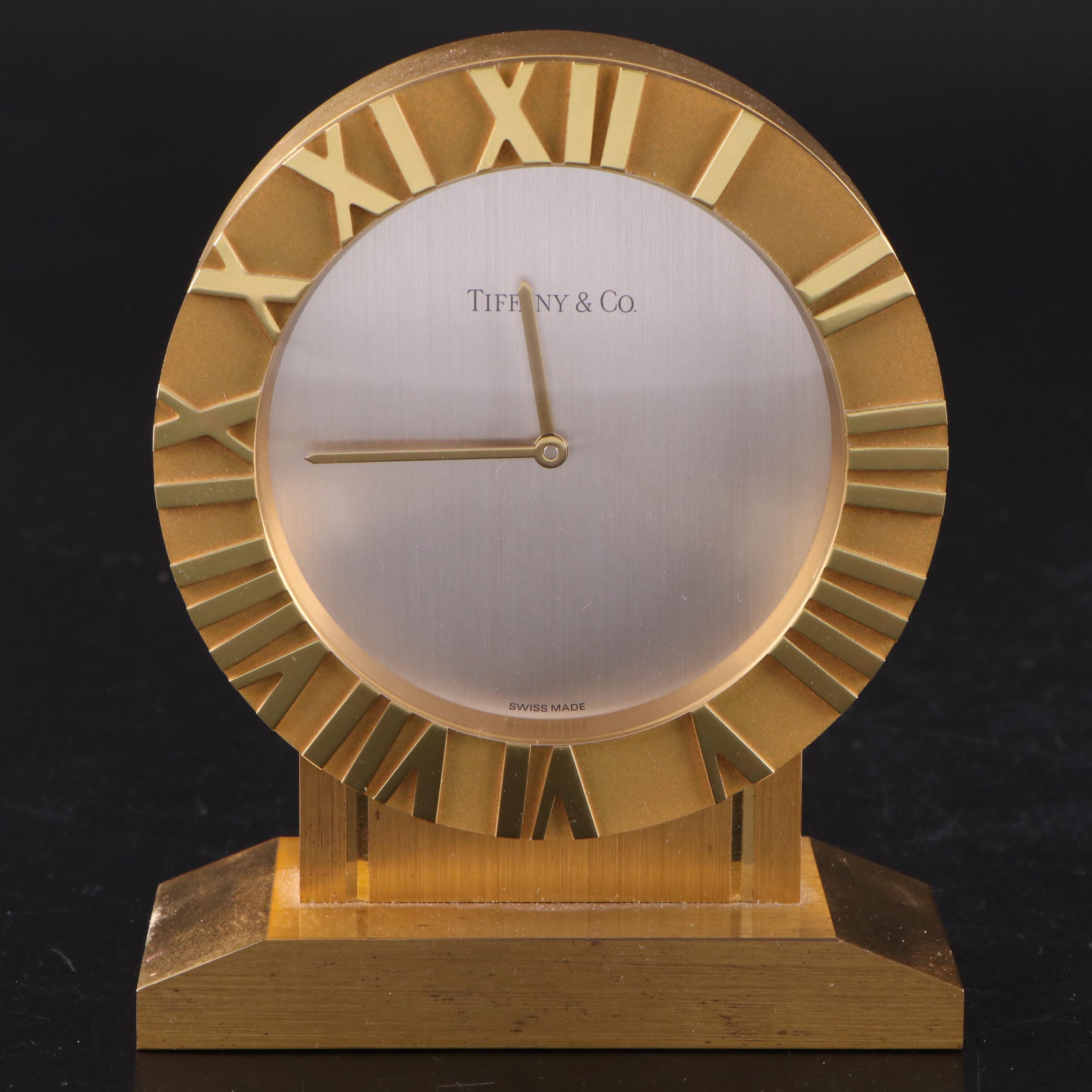 Tiffany & Co. "Atlas" Brass Desk Clock