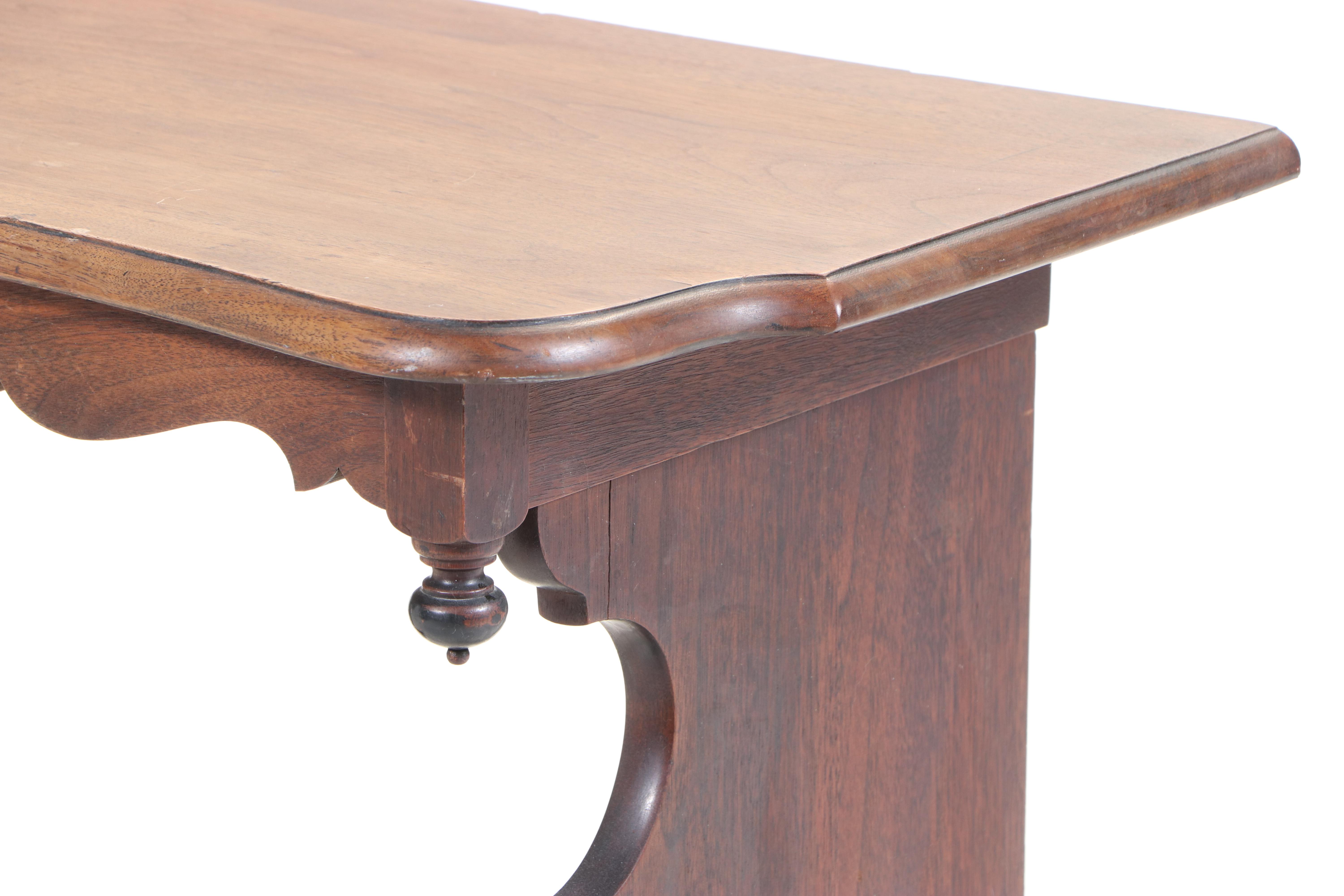 Michigan Chair Company Renaissance Revival Walnut Trestle-Base Console Table