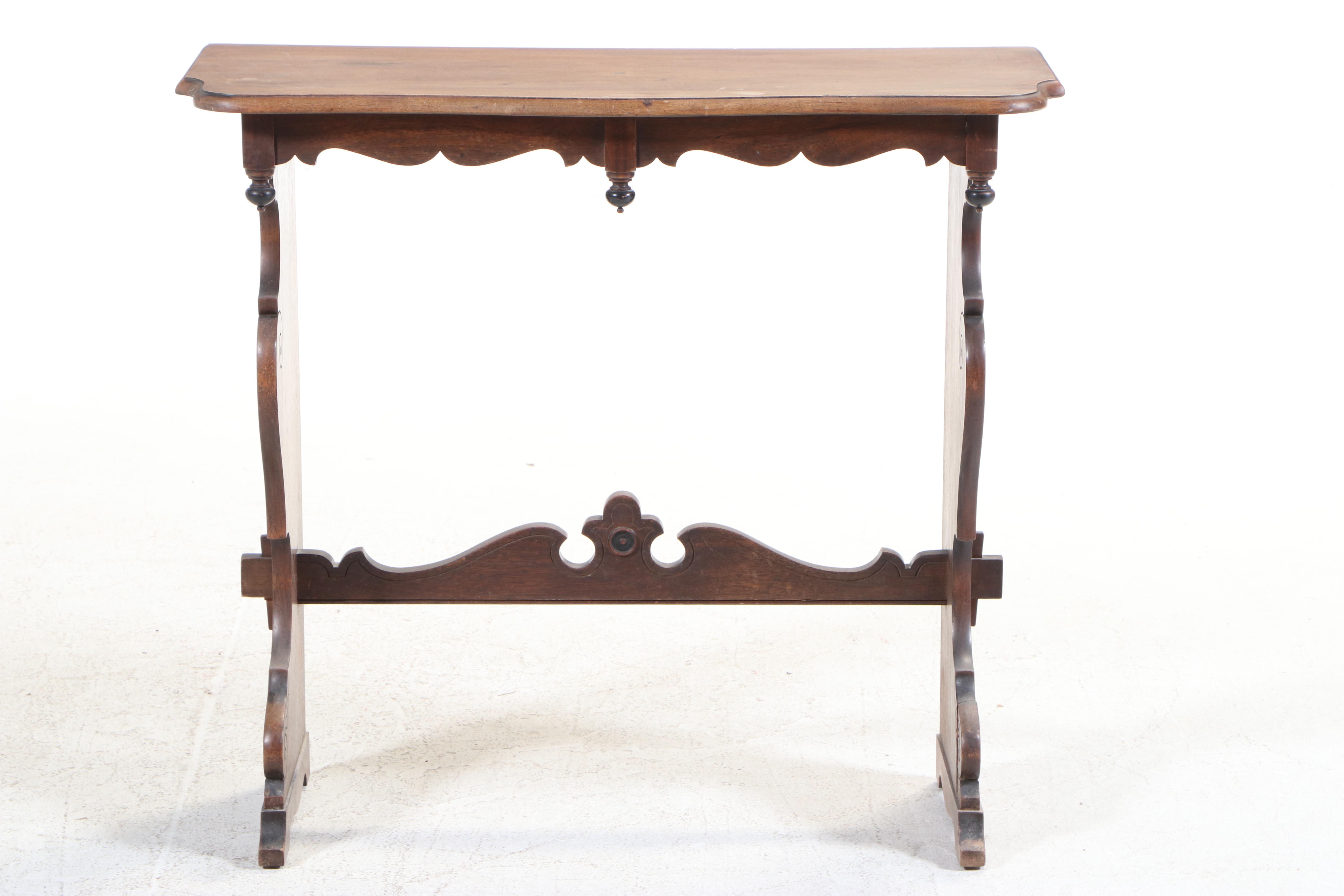 Michigan Chair Company Renaissance Revival Walnut Trestle-Base Console Table