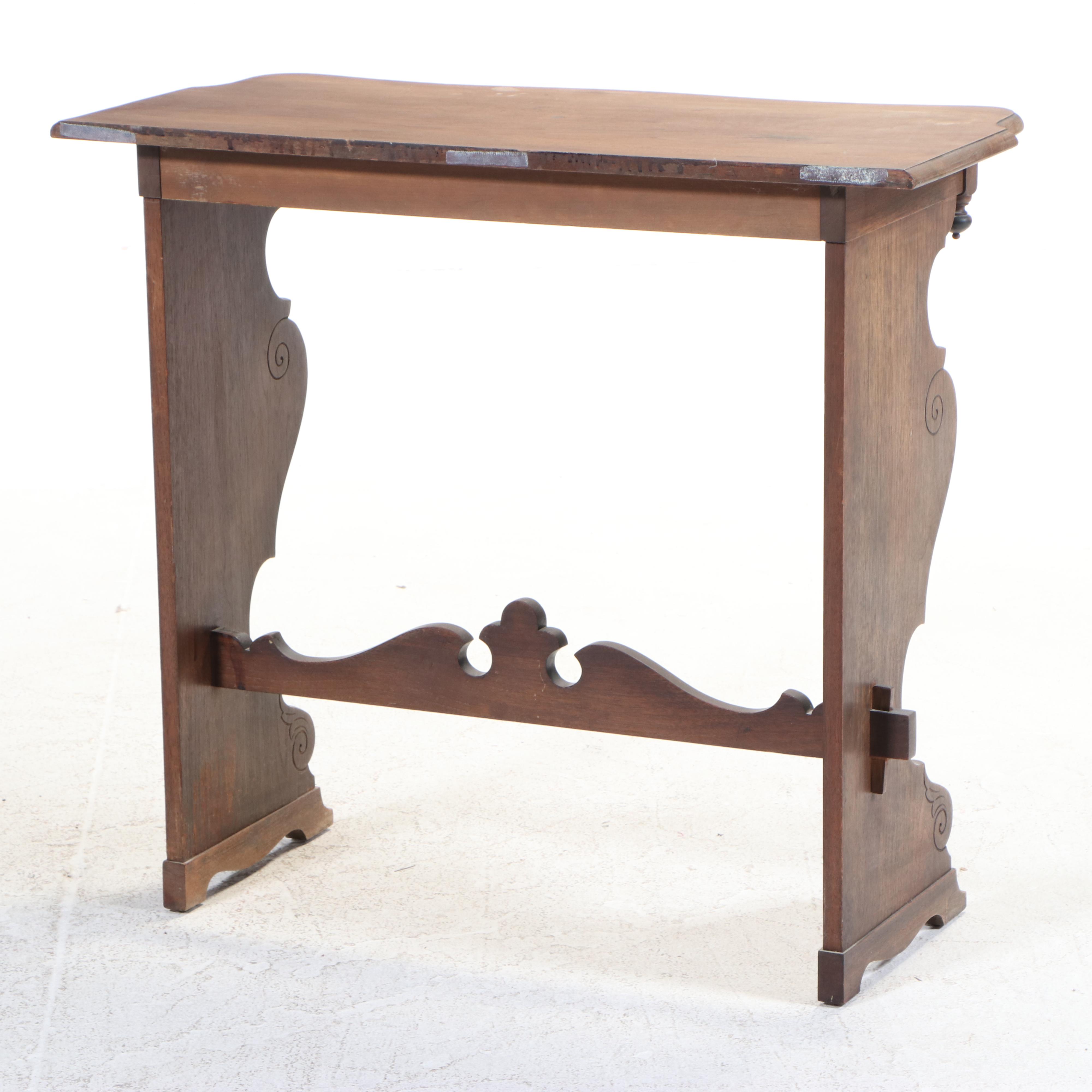 Michigan Chair Company Renaissance Revival Walnut Trestle-Base Console Table