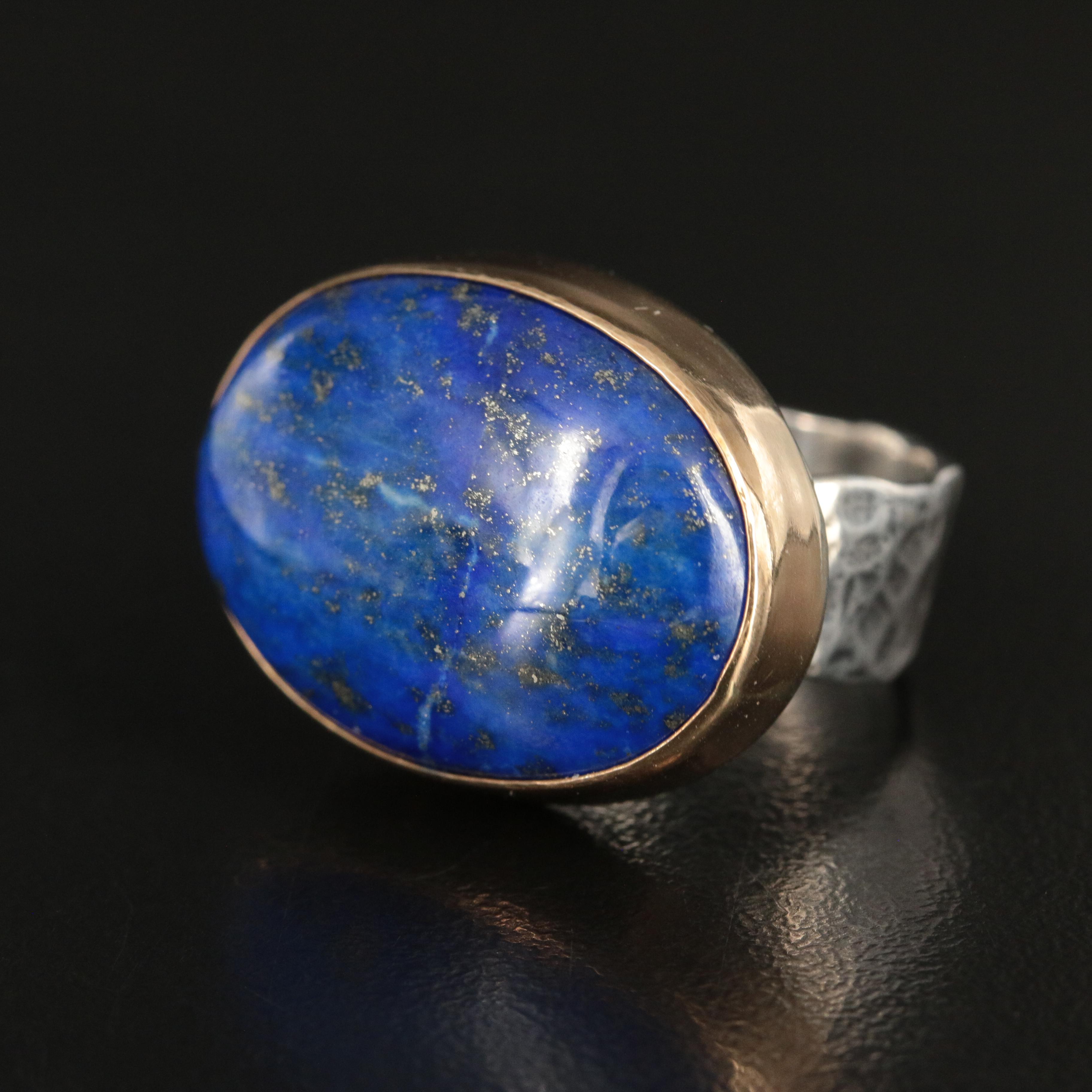 Jes MaHarry 'On a Clear Night' Sterling, 14K and Lapis Lazuli Ring