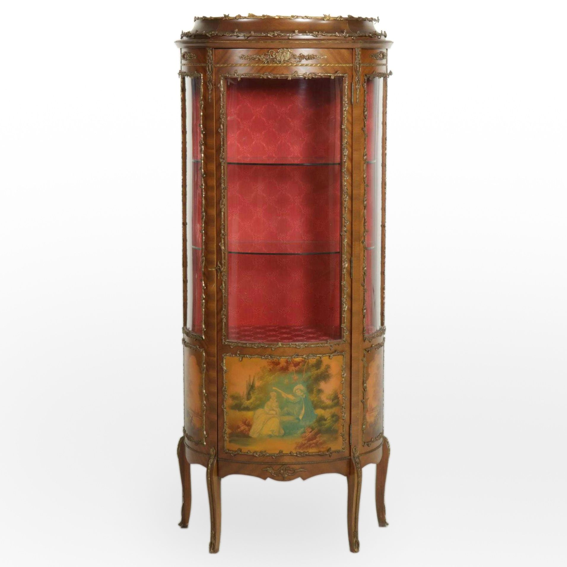 Hartman Louis XV Style Gilt Metal-Mounted and Polychrome-Decorated Vitrine