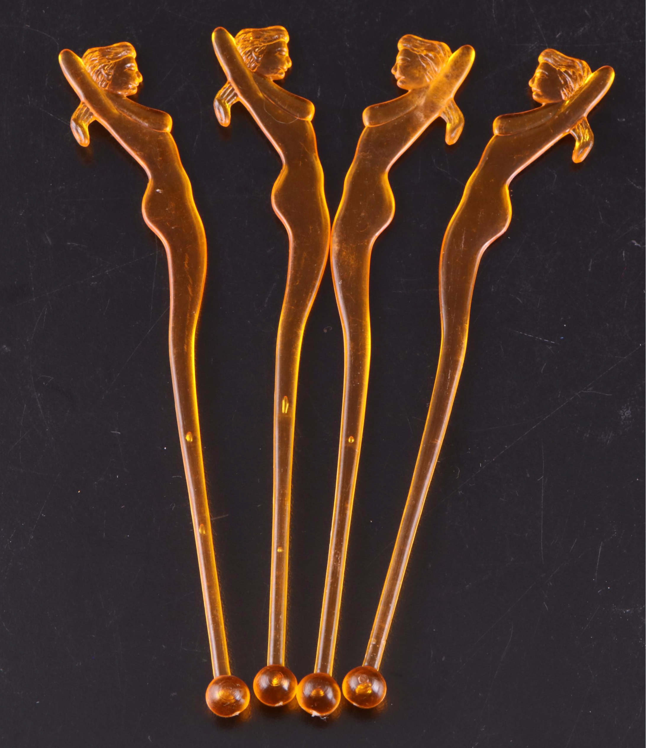 Palm Tree, Lady, Giraffe, and Other Plastic and Glass Cocktail Swizzle Sticks
