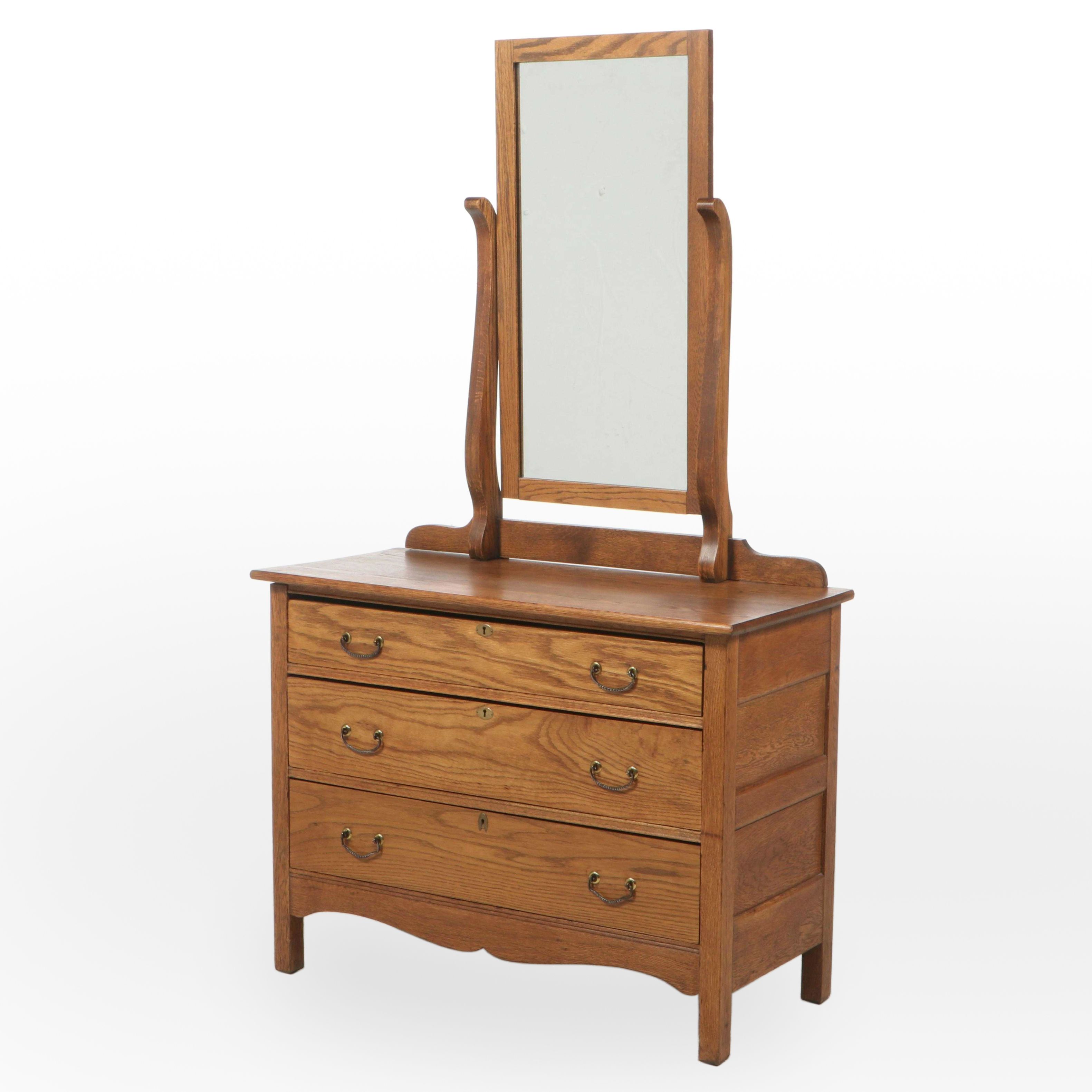 Late Victorian Oak Dresser with Mirror, Early 20th Century
