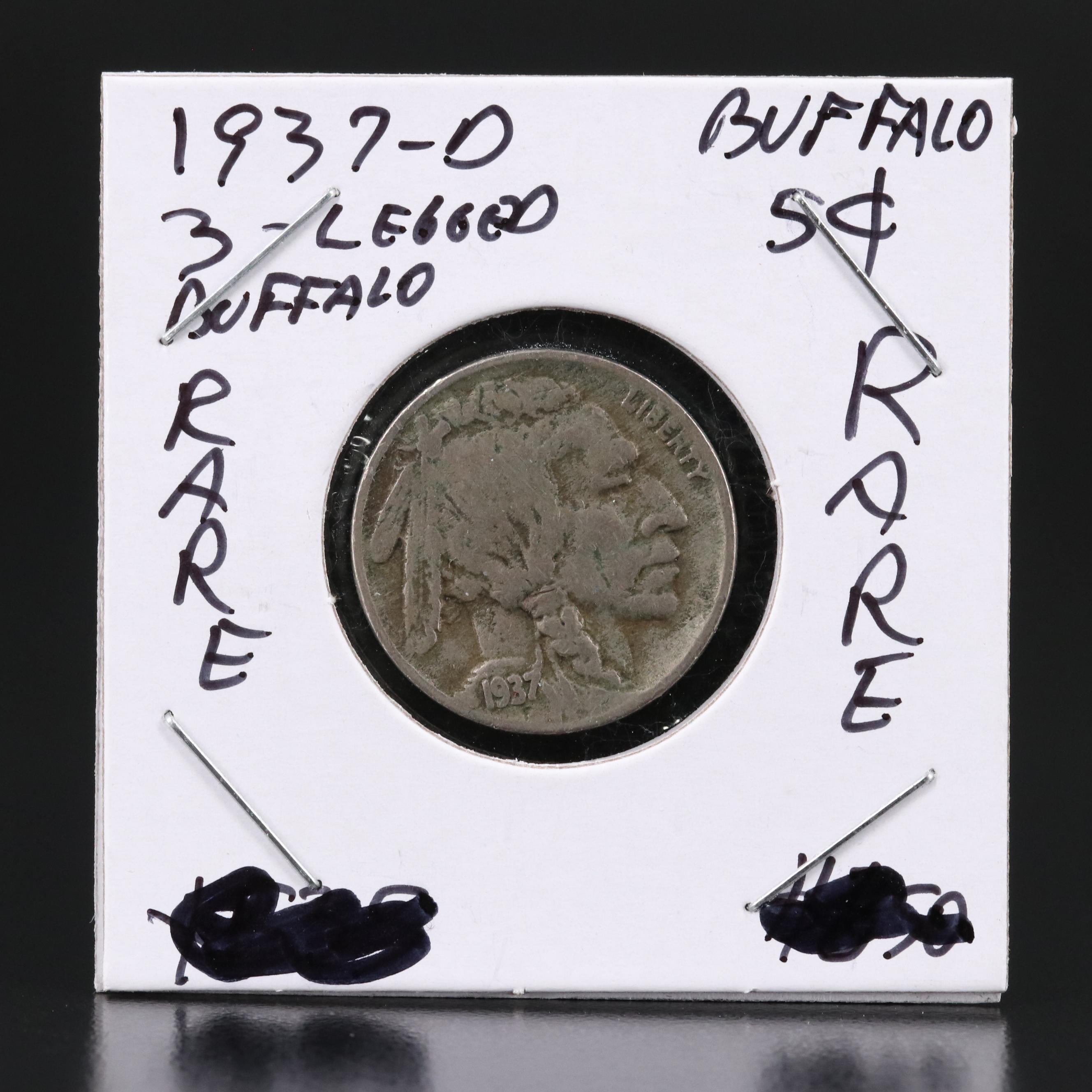 Key Date 1937-D Three Legged Buffalo Nickel