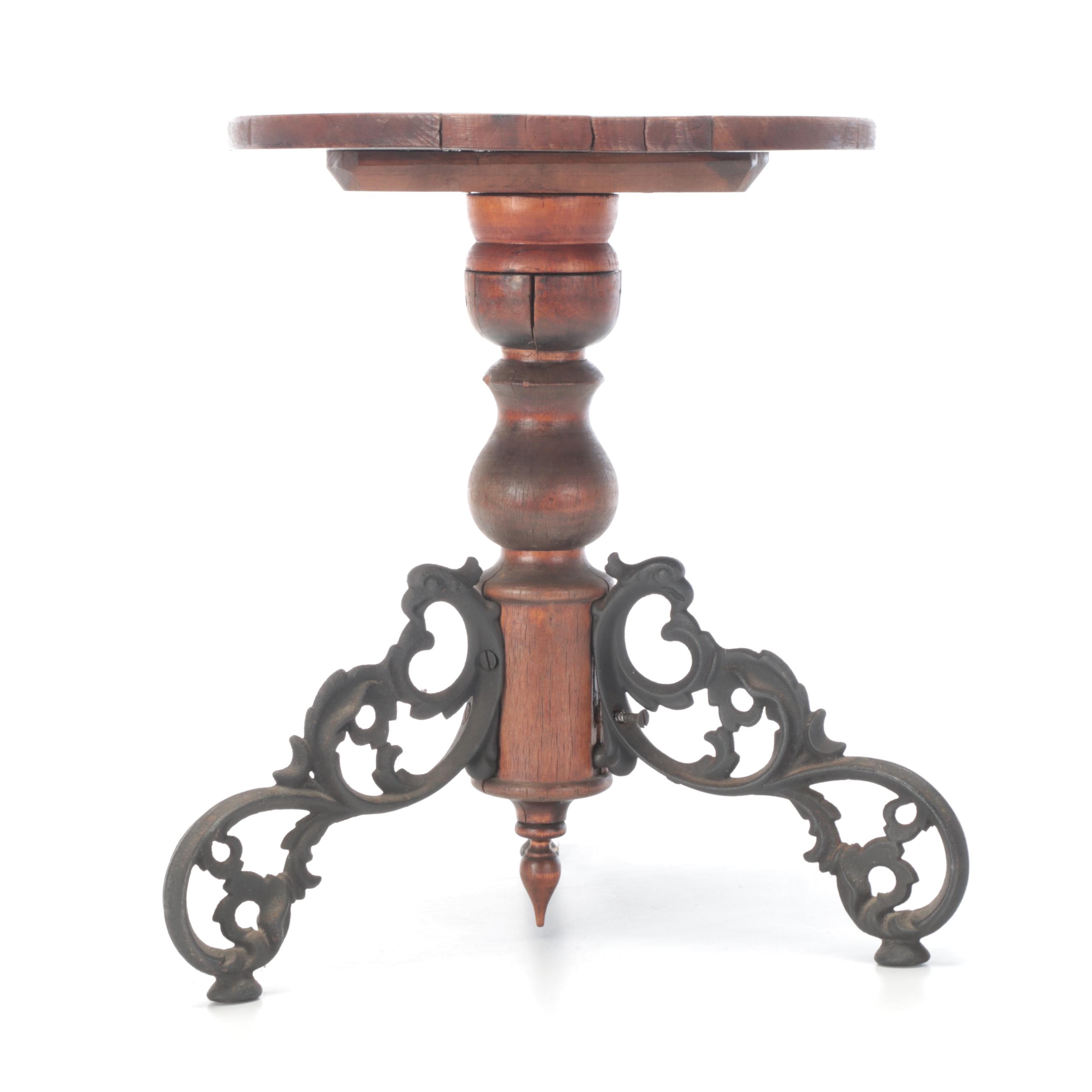 Late Victorian Hardwood and Cast Iron Stool or Side Table