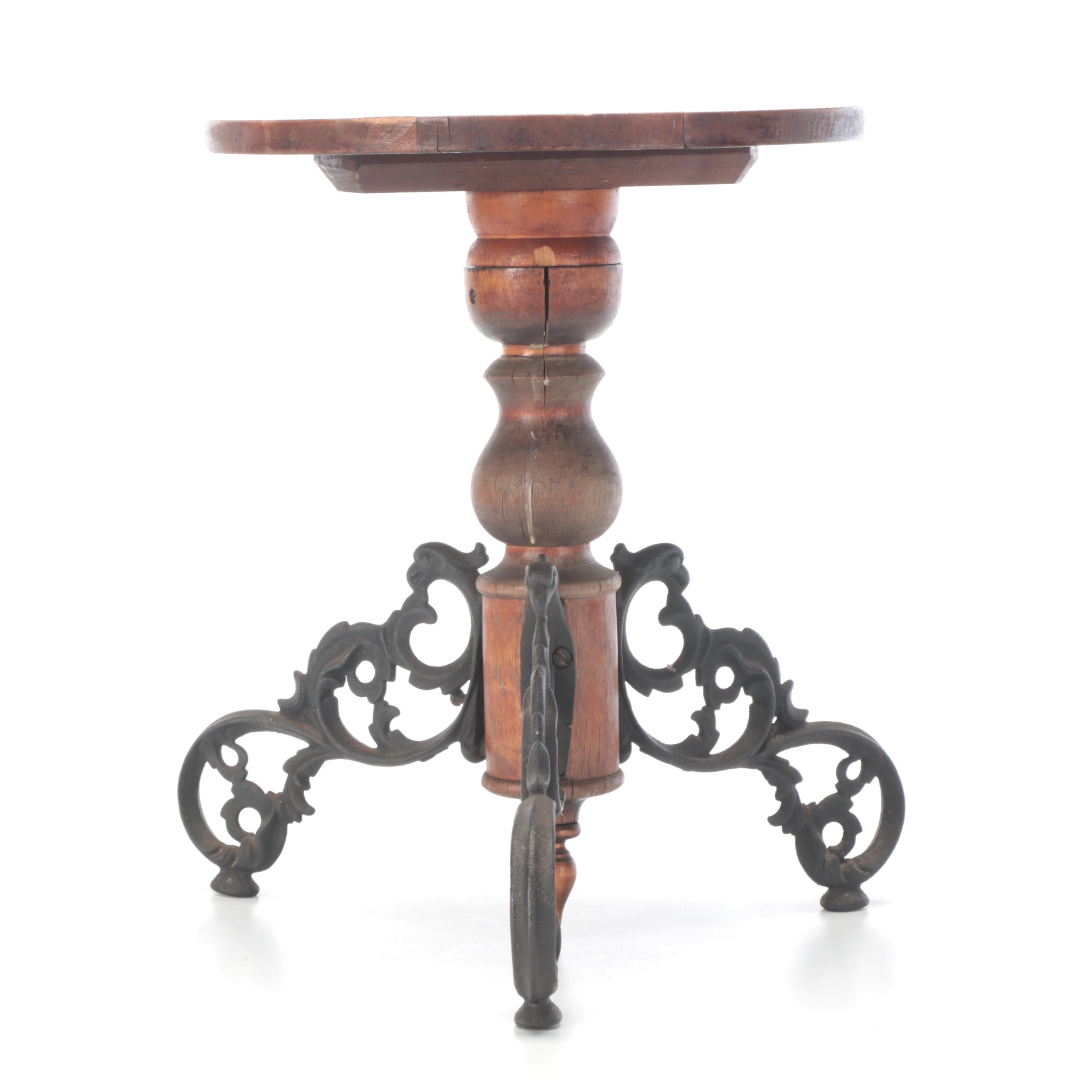 Late Victorian Hardwood and Cast Iron Stool or Side Table