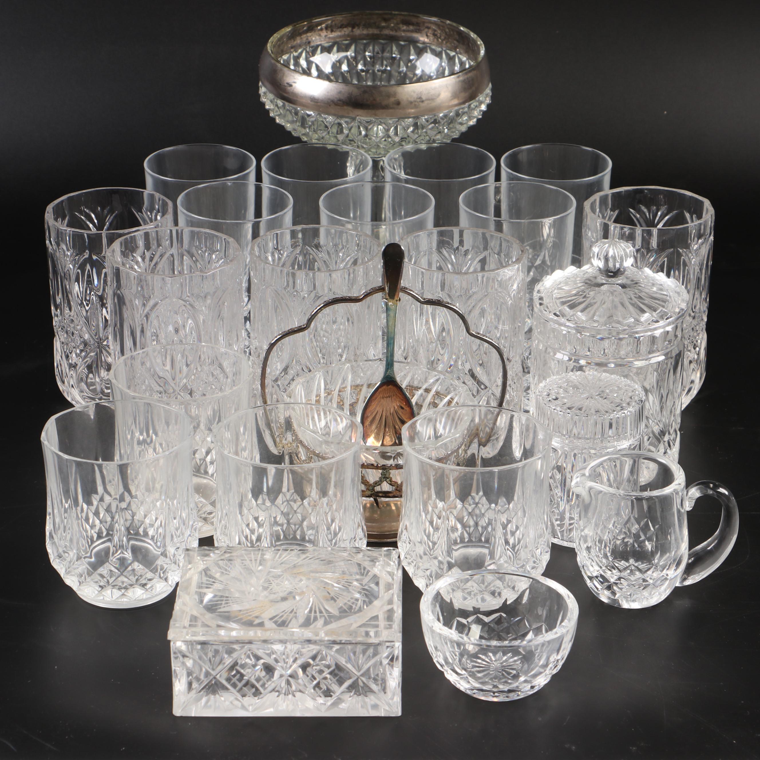 Cristal d'Arques Durand "Diamond" Highball Glasses with Other Crystal Tableware