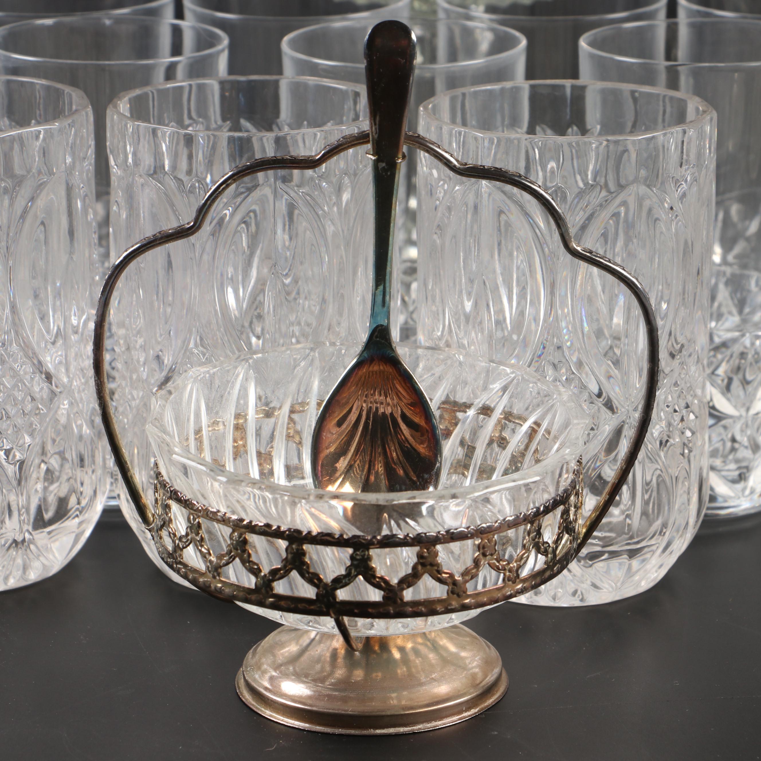 Cristal d'Arques Durand "Diamond" Highball Glasses with Other Crystal Tableware